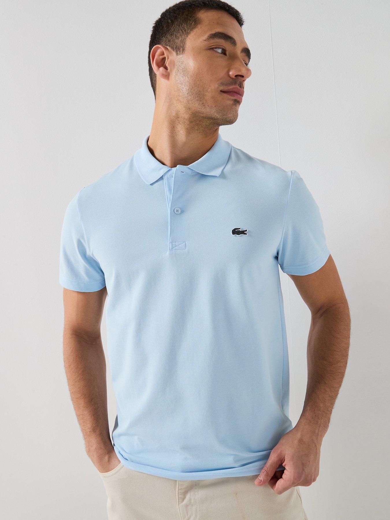 Lacoste Cotton Blend Ottoman Polo Short - Light Blue