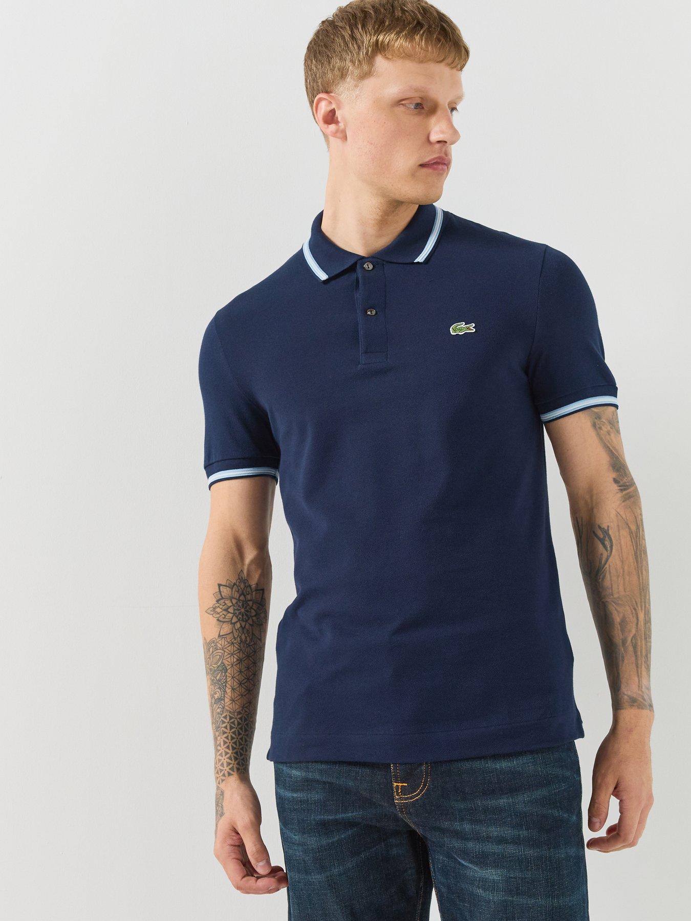 Image 1 of 6 of Lacoste L.12.12 Tipped &nbsp;Pique Polo Shirt - Black