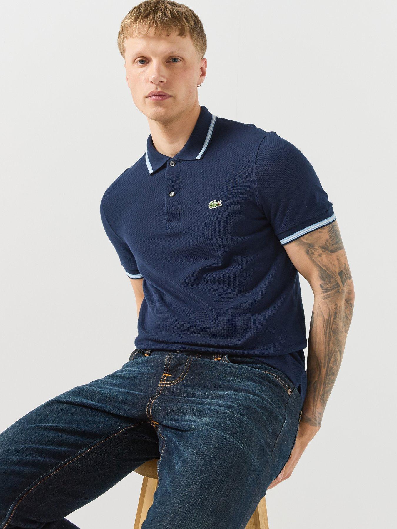 Image 4 of 6 of Lacoste L.12.12 Tipped &nbsp;Pique Polo Shirt - Black