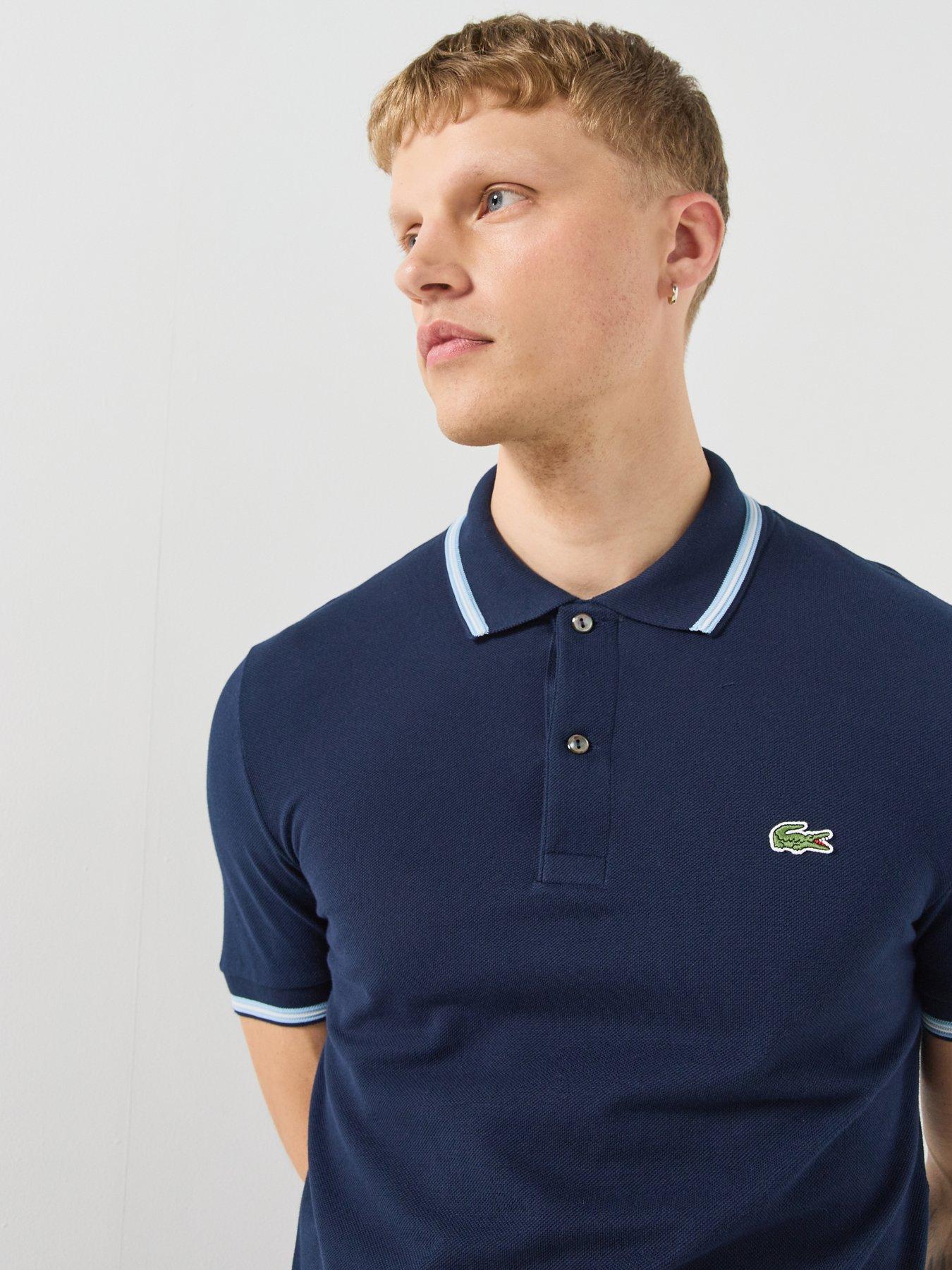 Image 6 of 6 of Lacoste L.12.12 Tipped &nbsp;Pique Polo Shirt - Black