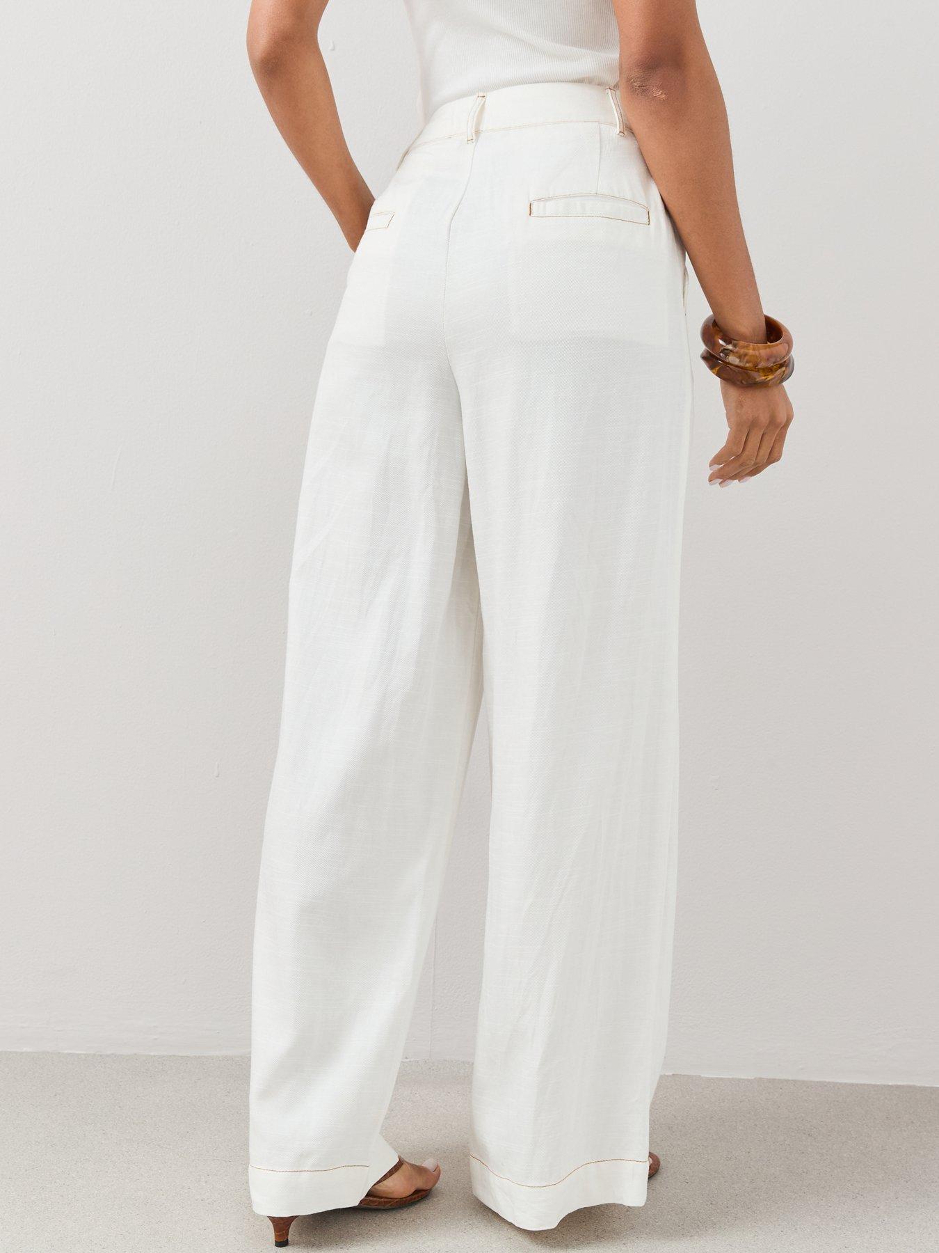 Image 2 of 7 of The Very Collection Scalloped Pocket Detail Co-Ord Trousers - White