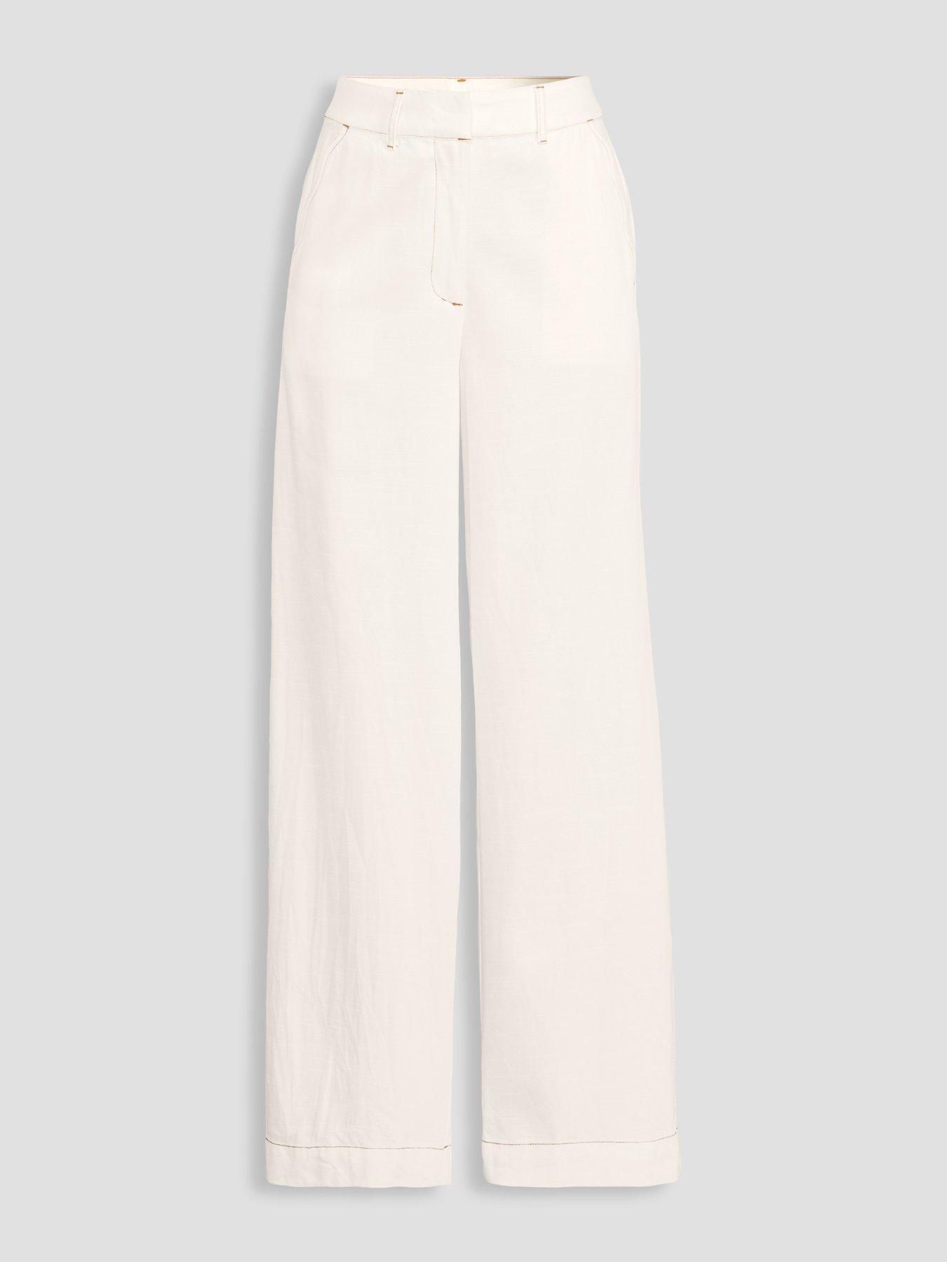 Image 7 of 7 of The Very Collection Scalloped Pocket Detail Co-Ord Trousers - White