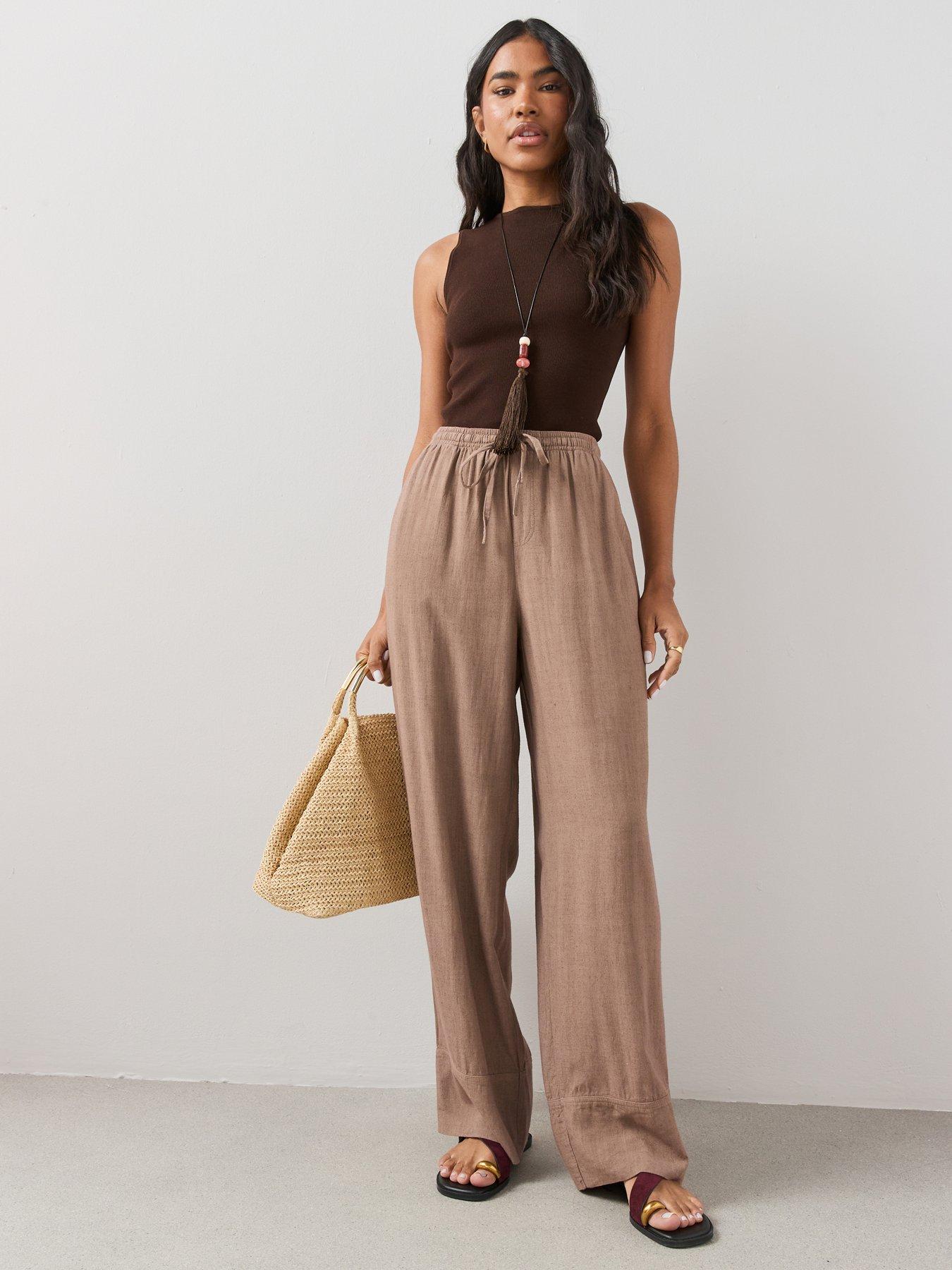 The Very Collection Soft Touch Wide Leg Co-Ord Trousers - Brown