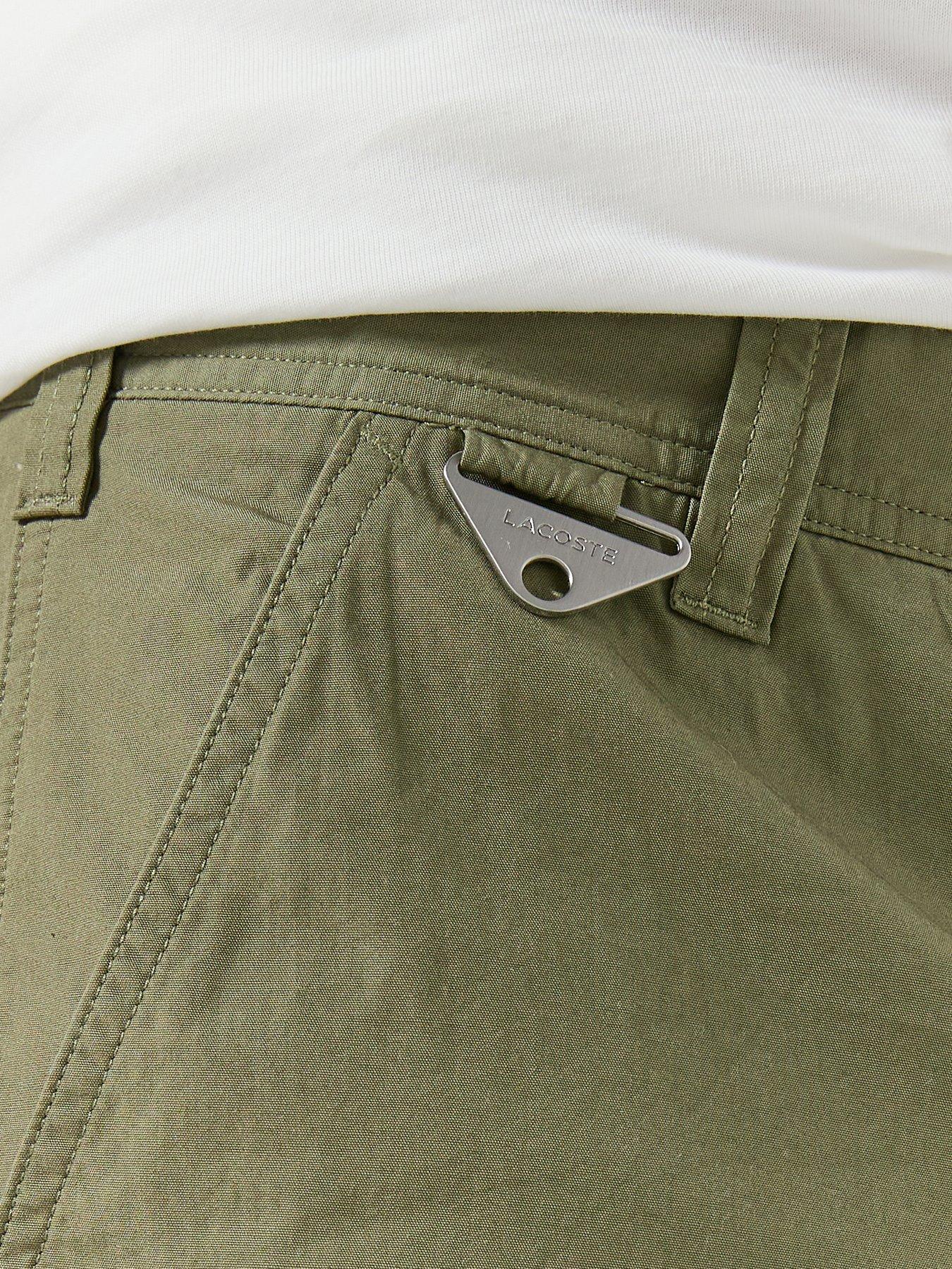 Image 4 of 5 of Lacoste Lightweight Cotton Poplin Bermuda Cargo Shorts - Khaki