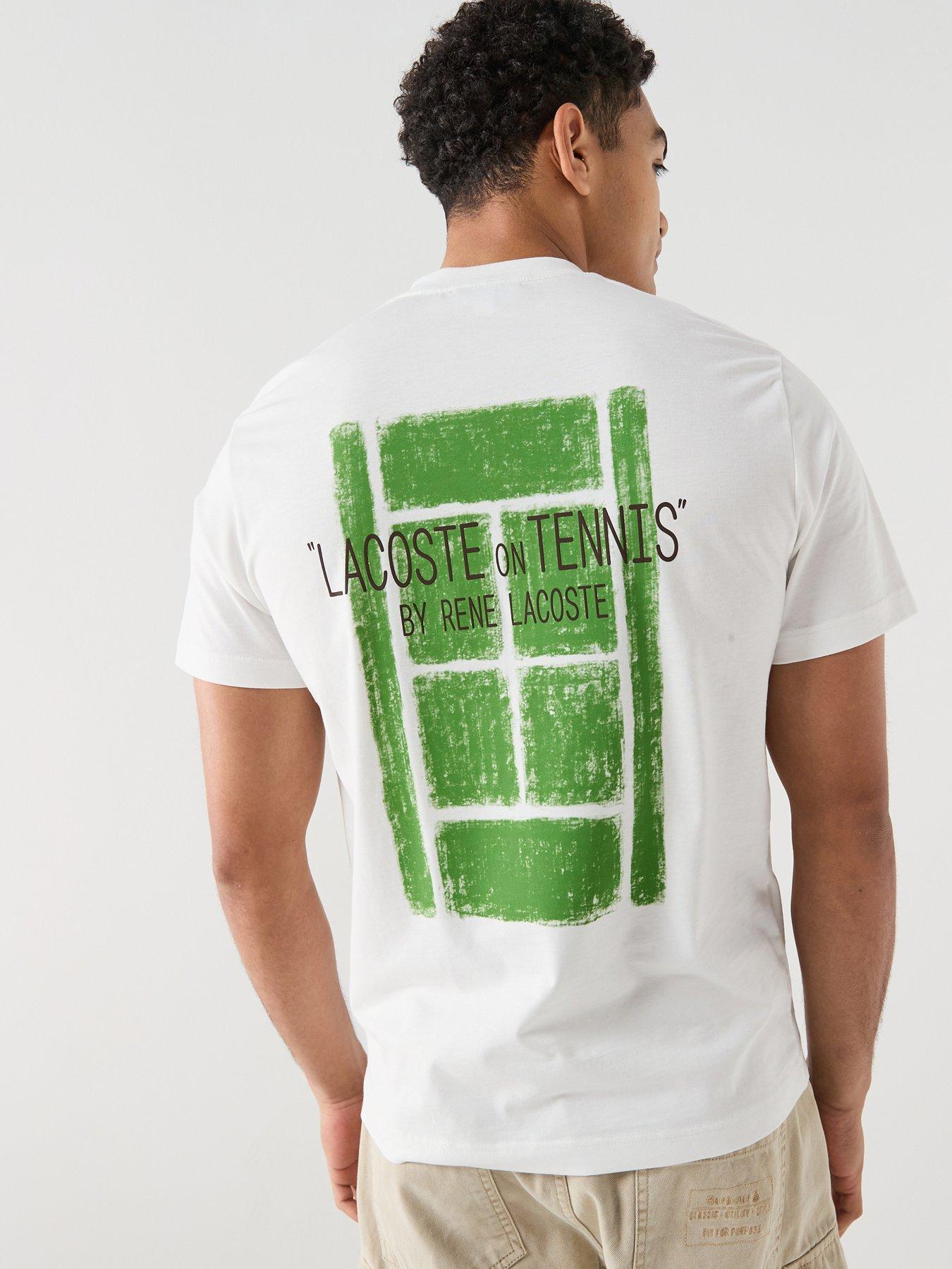 Lacoste Classic Fit Back Print Tennis Court Cotton T-Shirt- White