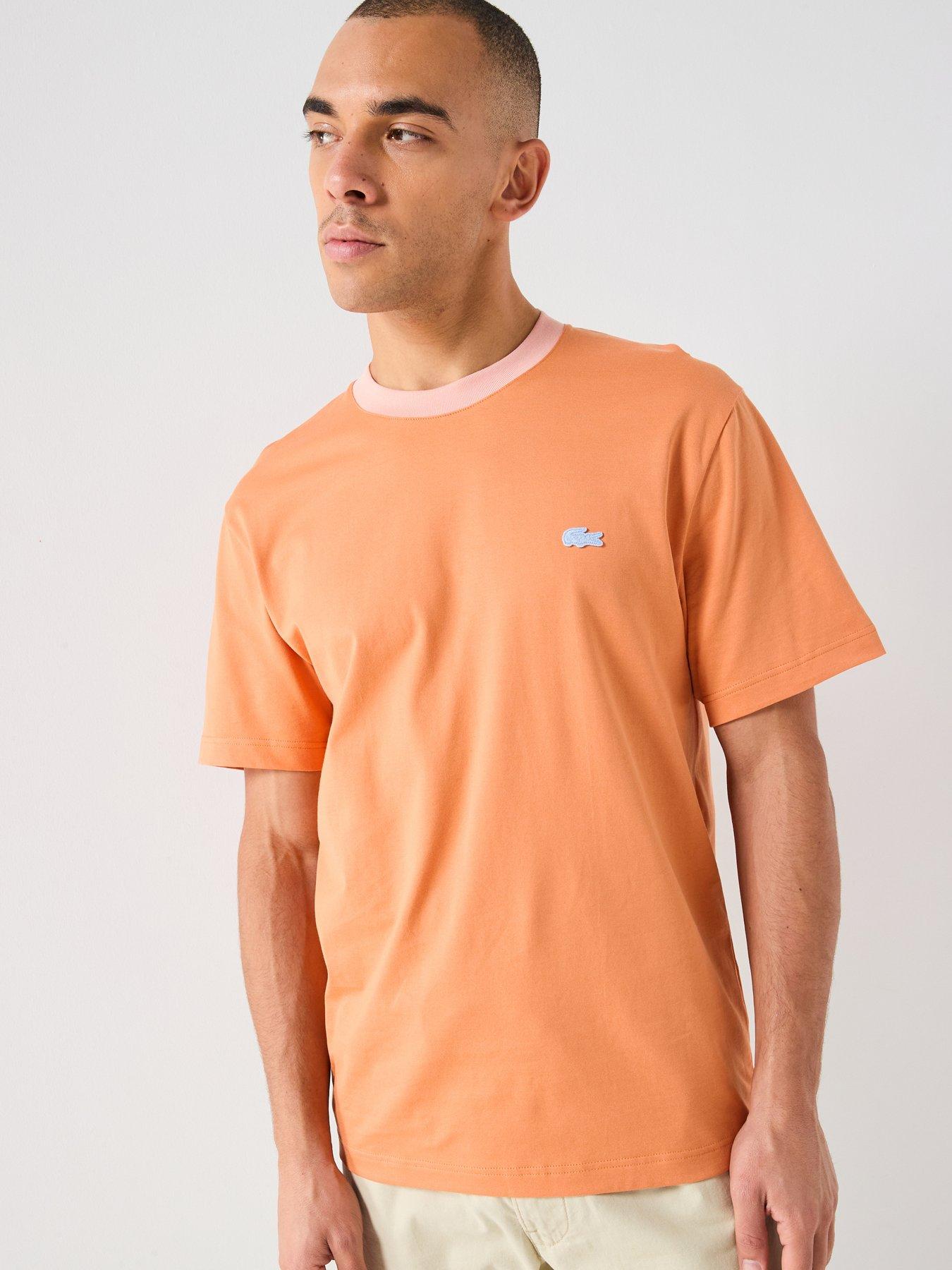 Lacoste Tipped Contrast Classic Fit T-Shirt, Orange, Size M, Men