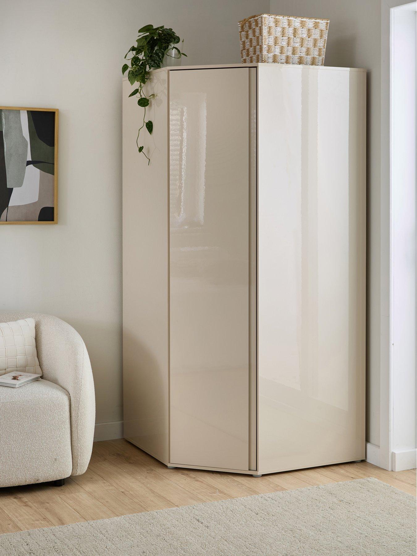 Very Home Layton Gloss Corner Wardrobe - Oatmeal