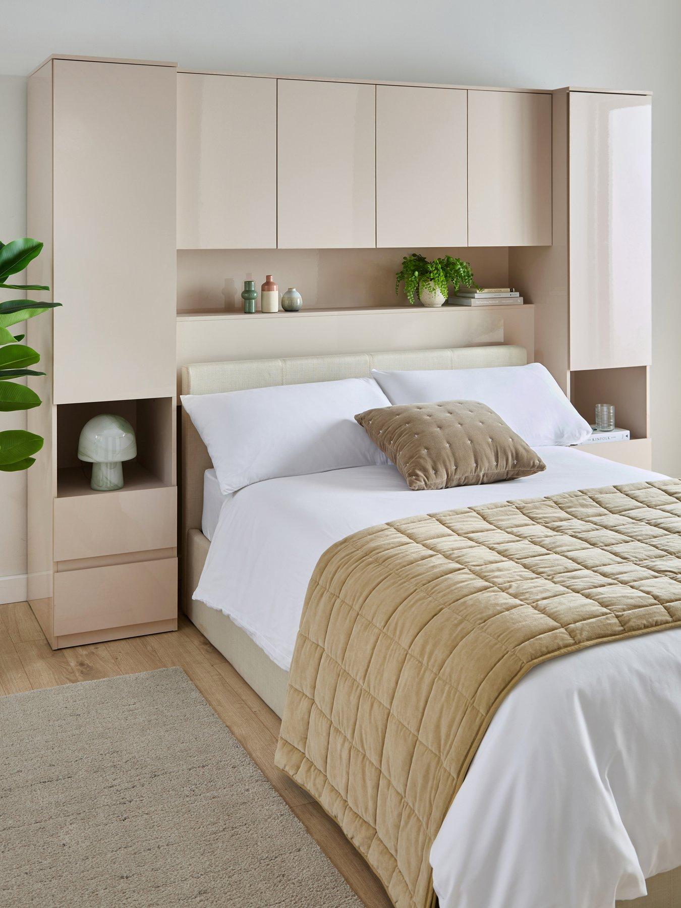 Image 1 of 7 of Very Home Layton Gloss Overbed Unit - Oatmeal