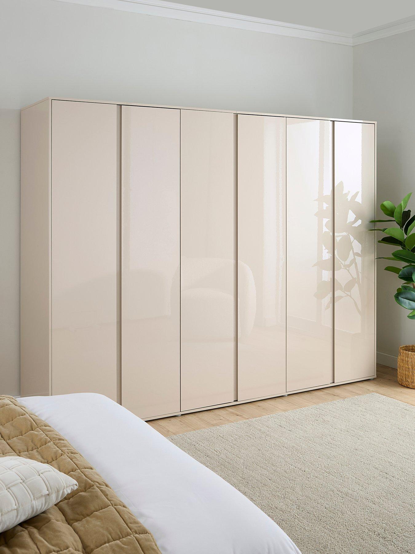Image 1 of 7 of Very Home Layton Gloss 6 Door Wardrobe - Oatmeal