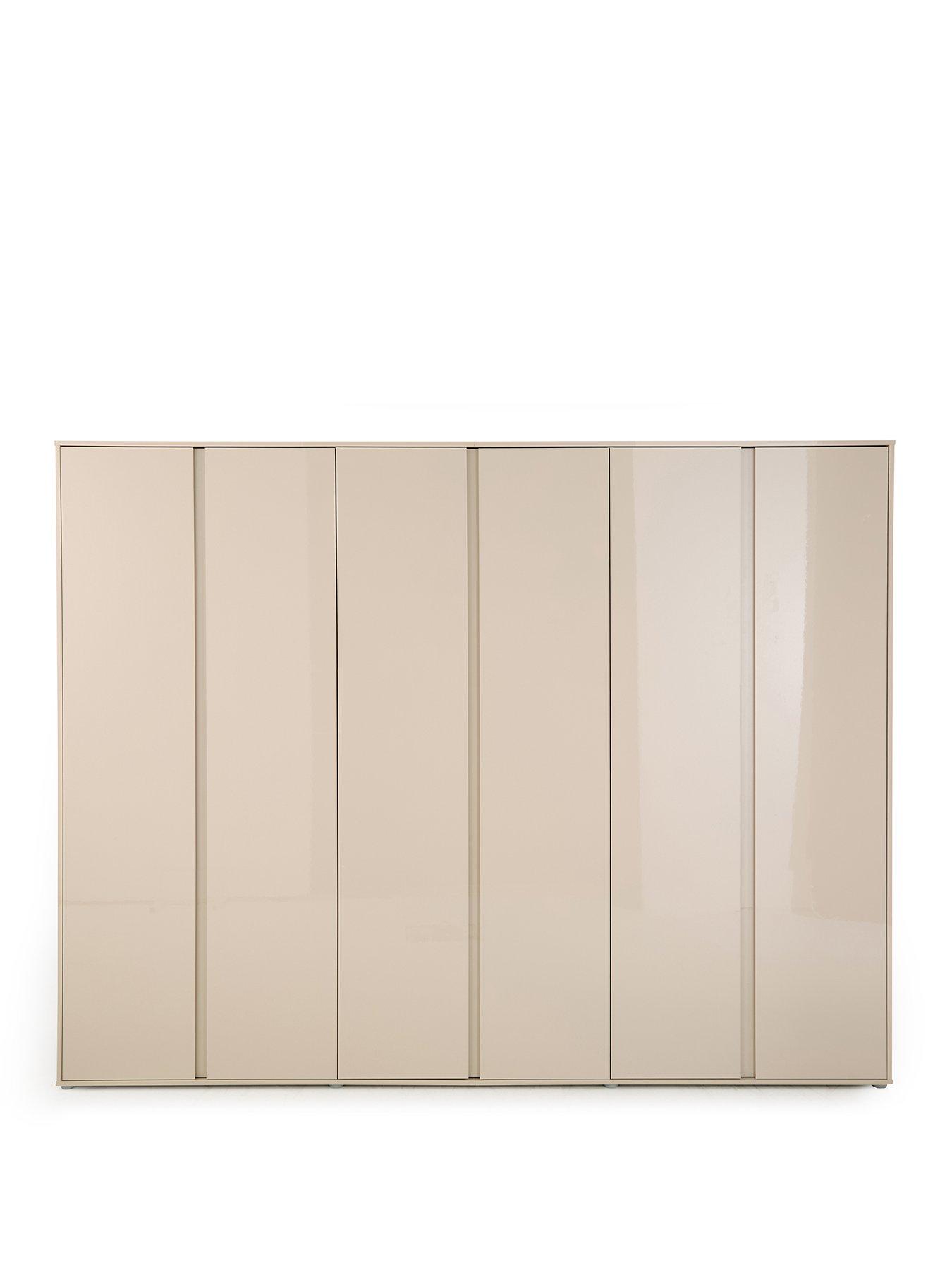 Image 2 of 7 of Very Home Layton Gloss 6 Door Wardrobe - Oatmeal