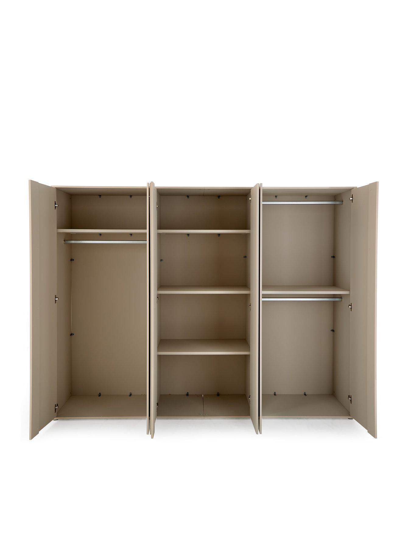 Image 4 of 7 of Very Home Layton Gloss 6 Door Wardrobe - Oatmeal