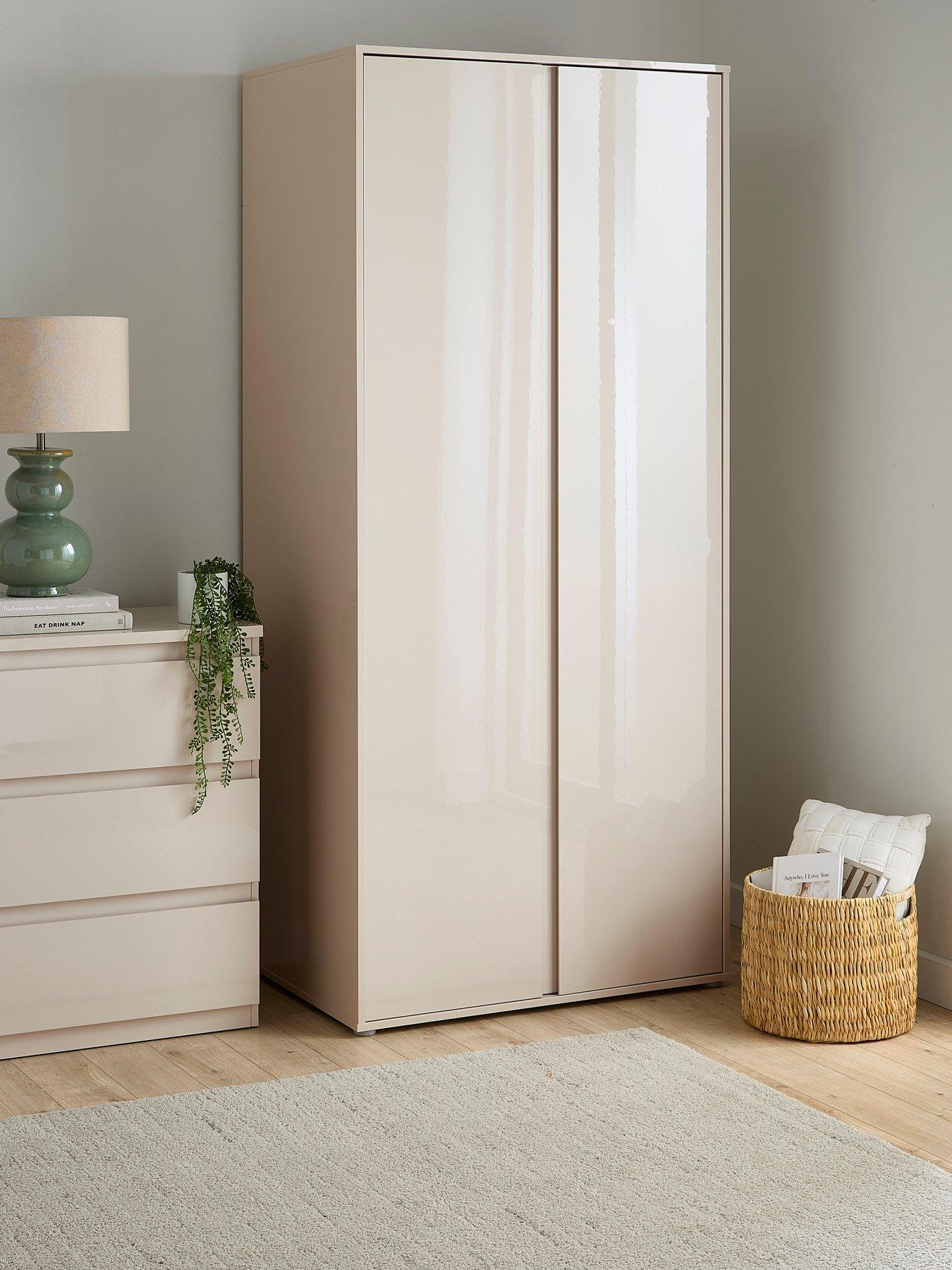 Image 1 of 7 of The Very Collection Layton Gloss 2 Door Wardrobe - Oatmeal