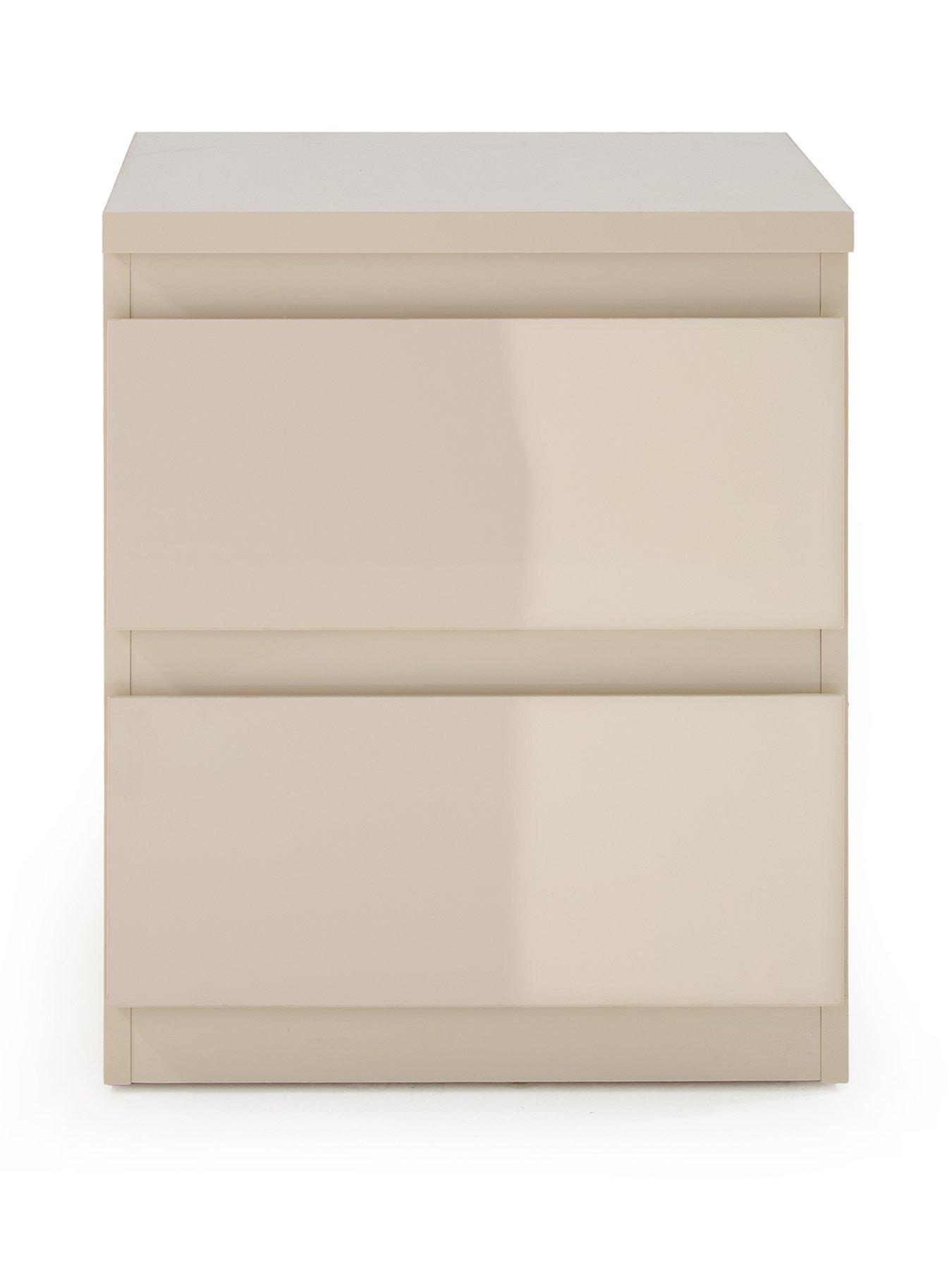 Image 2 of 7 of The Very Collection Layton Gloss 2 Drawer Bedside Chest - Oatmeal - FSC&reg; Certified