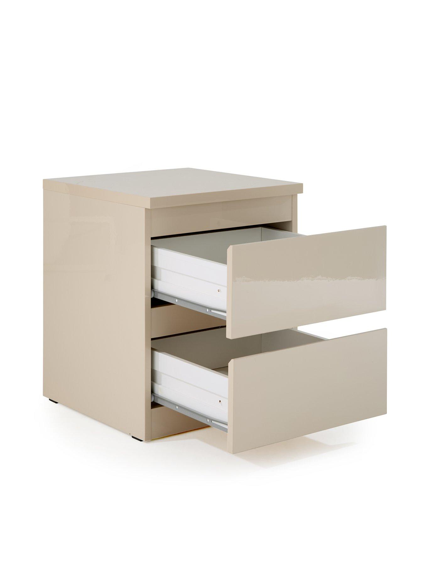 Image 4 of 7 of The Very Collection Layton Gloss 2 Drawer Bedside Chest - Oatmeal - FSC&reg; Certified