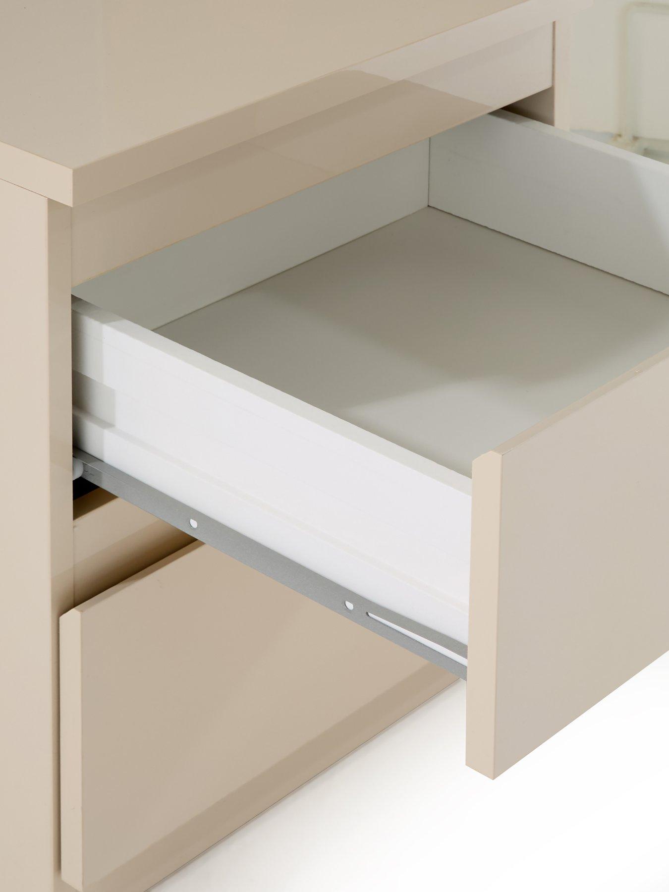 Image 5 of 7 of The Very Collection Layton Gloss 2 Drawer Bedside Chest - Oatmeal - FSC&reg; Certified