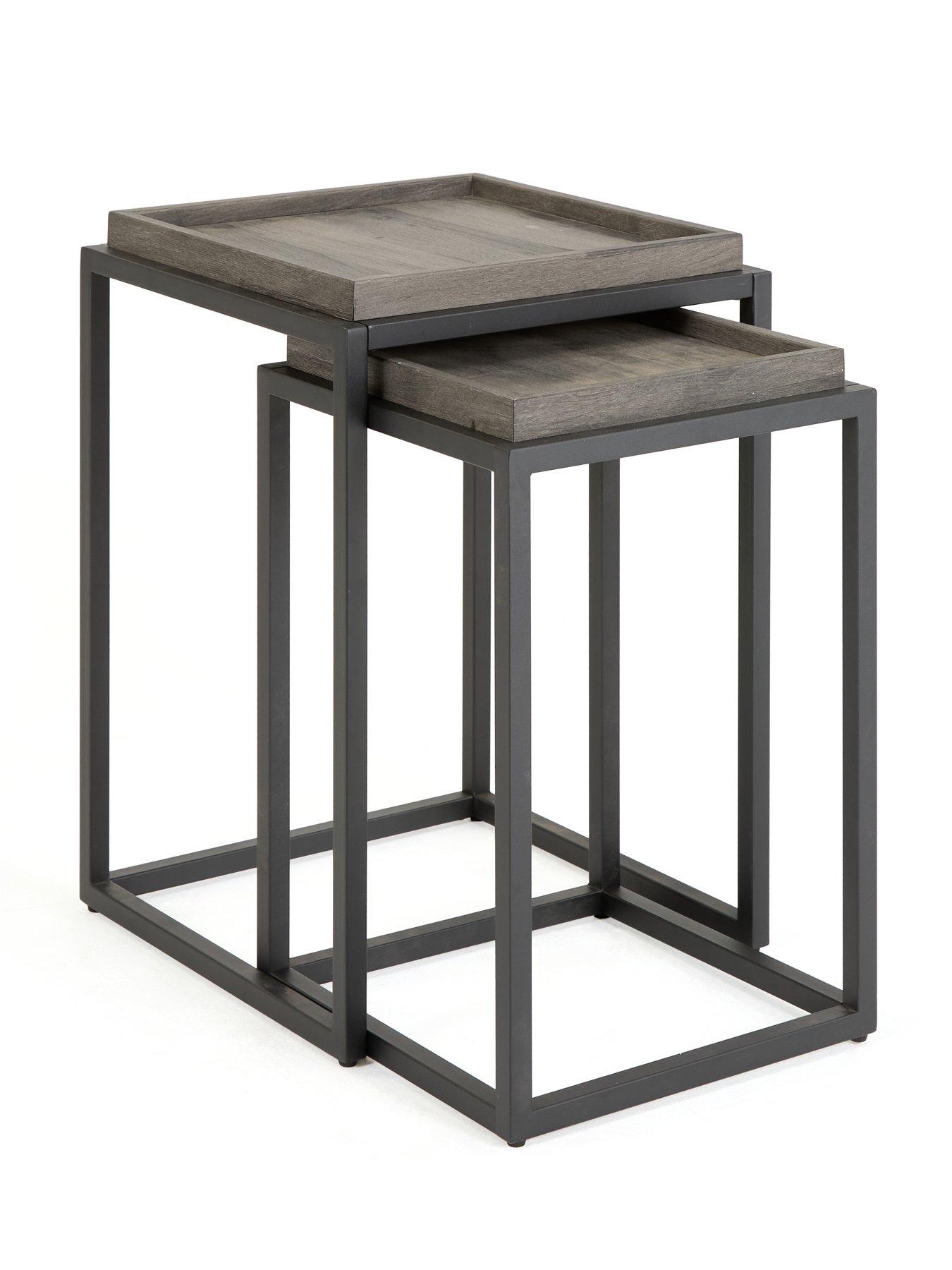 Image 3 of 7 of The Very Collection Harlem Square Nest of Tables - Black Oak - FSC&reg; Certified