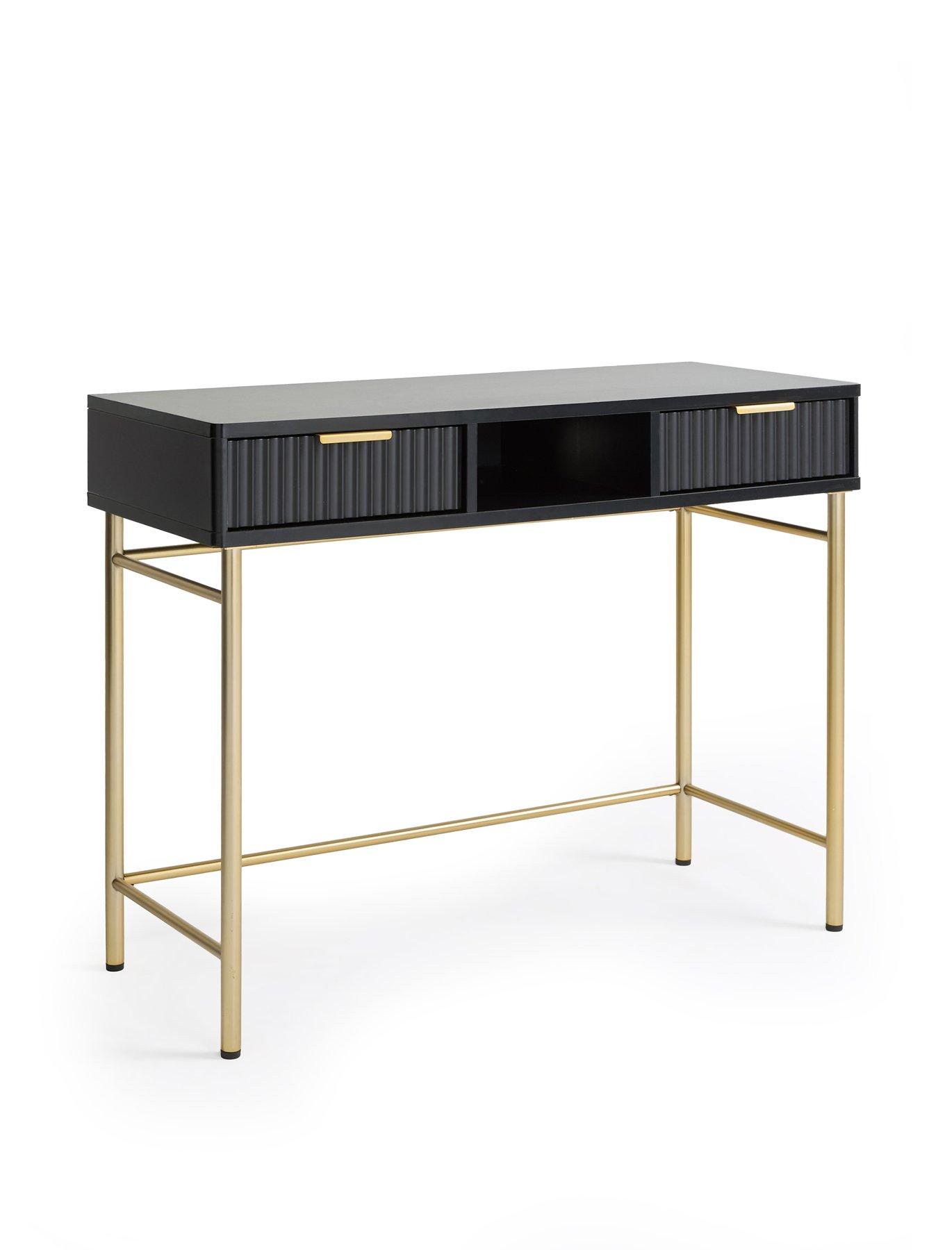 Image 3 of 6 of The Very Collection Cora Desk - Black/Brass