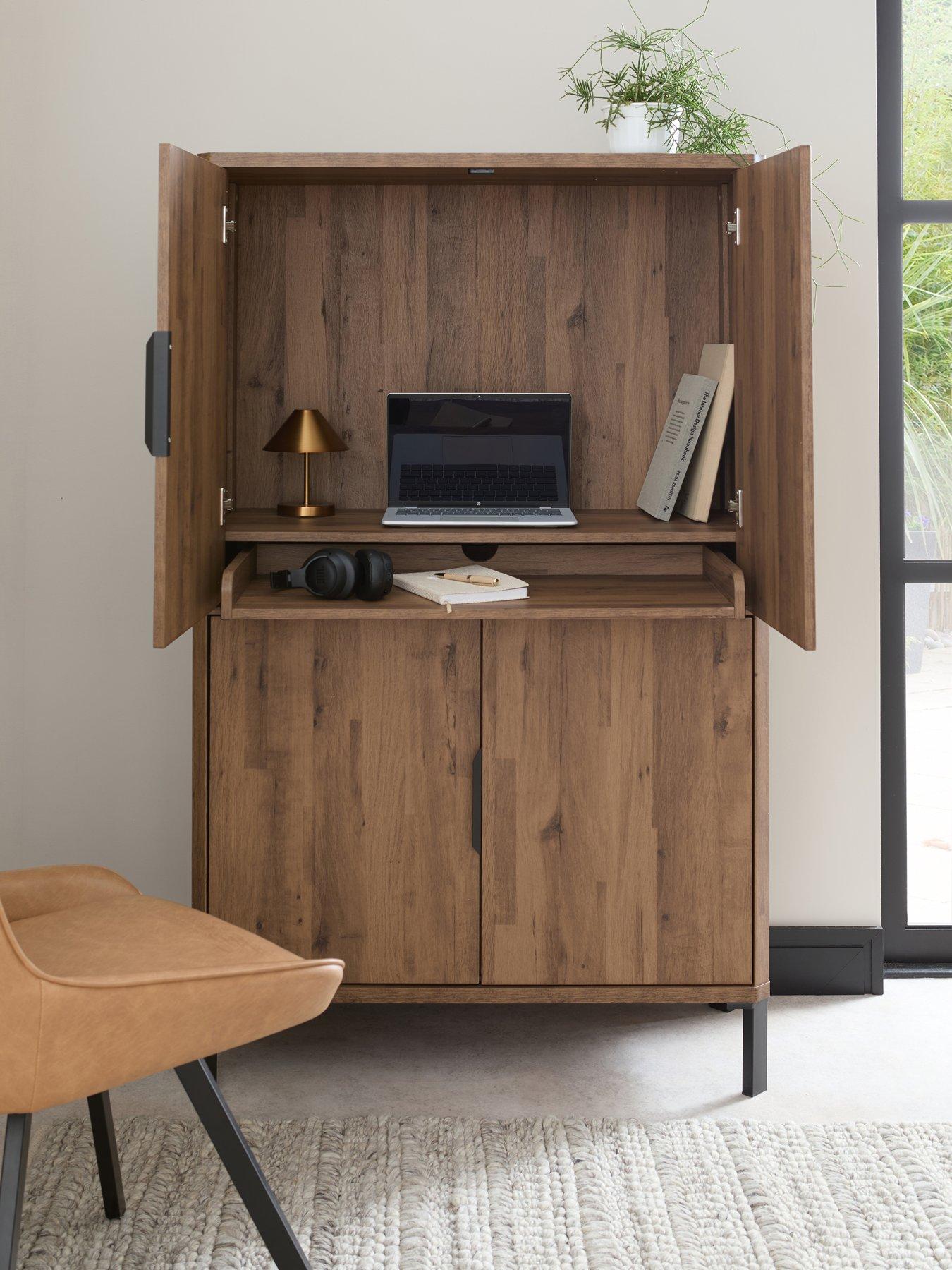 Image 1 of 7 of The Very Collection Harlem Hidden Cupboard&nbsp;Desk - Mid Oak&nbsp;- FSC&reg; Certified