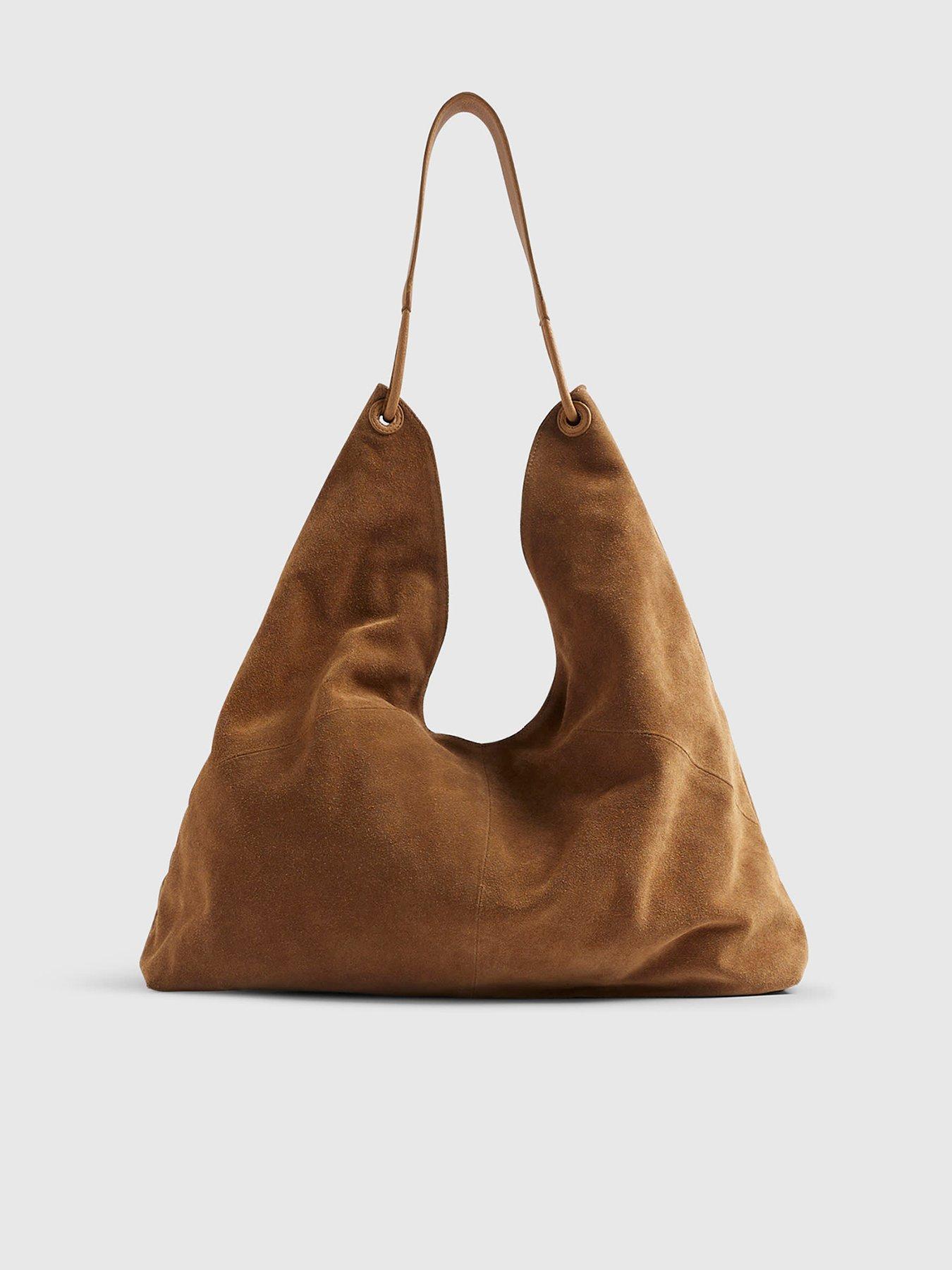 Image 2 of 6 of River Island Suede Panelled Slouch Bag - Brown