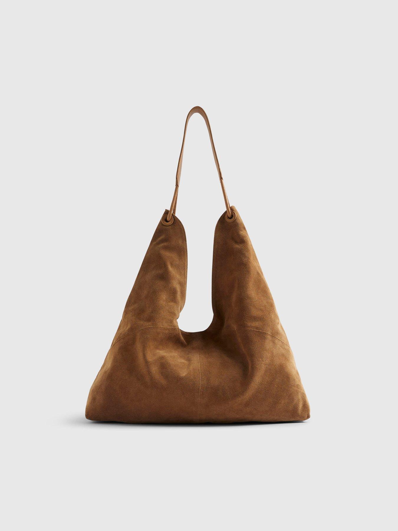 Image 3 of 6 of River Island Suede Panelled Slouch Bag - Brown