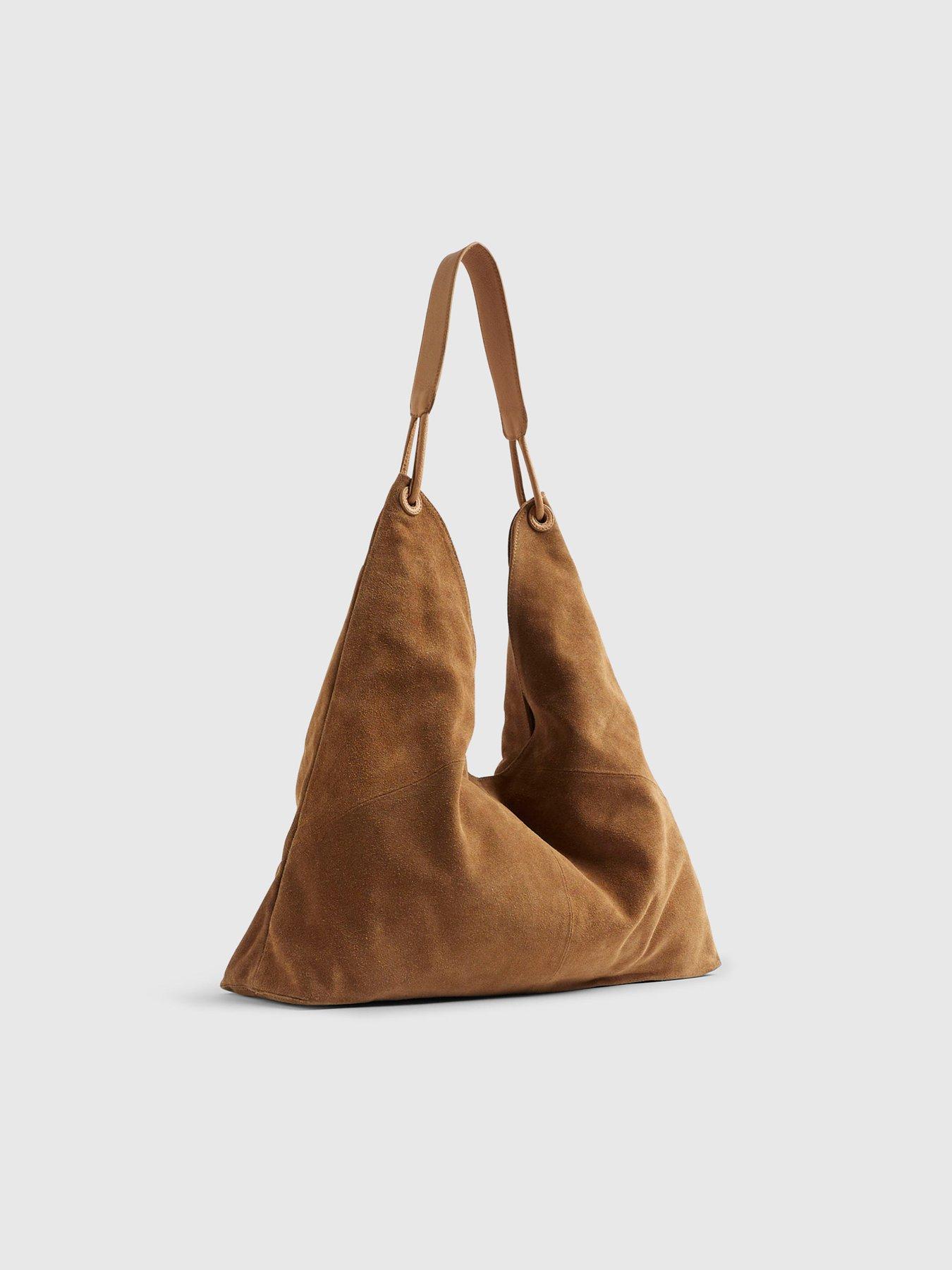 Image 4 of 6 of River Island Suede Panelled Slouch Bag - Brown
