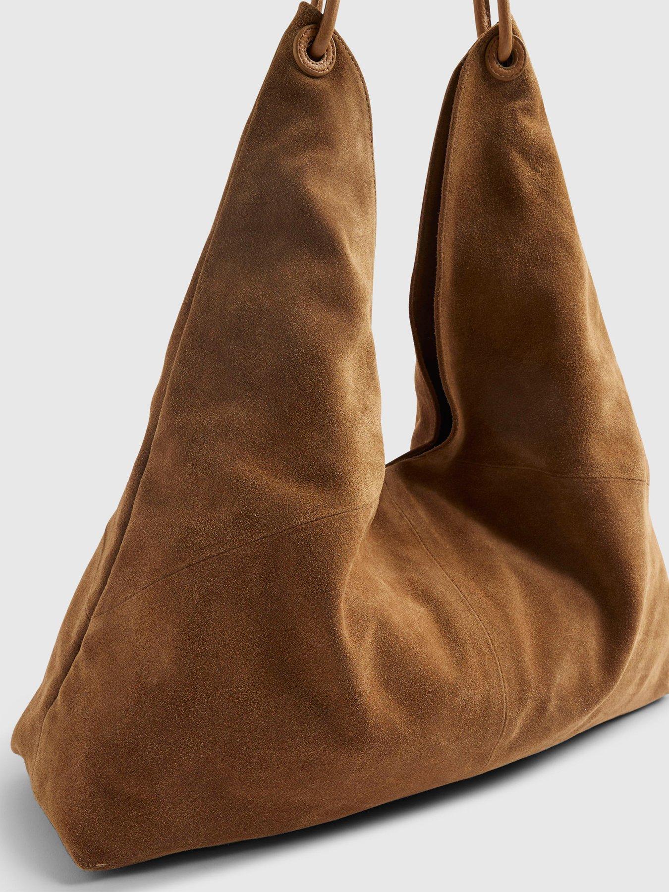 Image 5 of 6 of River Island Suede Panelled Slouch Bag - Brown