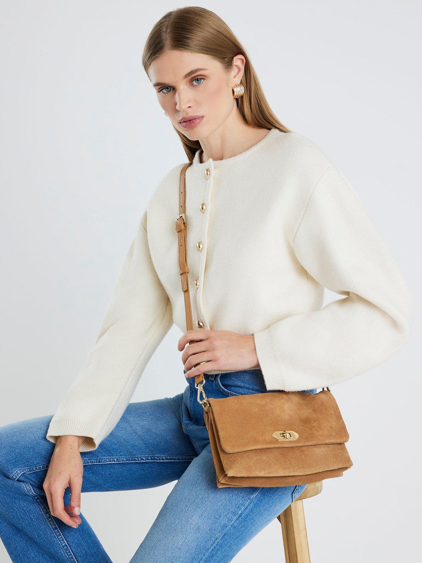 River Island Suede Tri-Comp Crossbody Bag - Brown