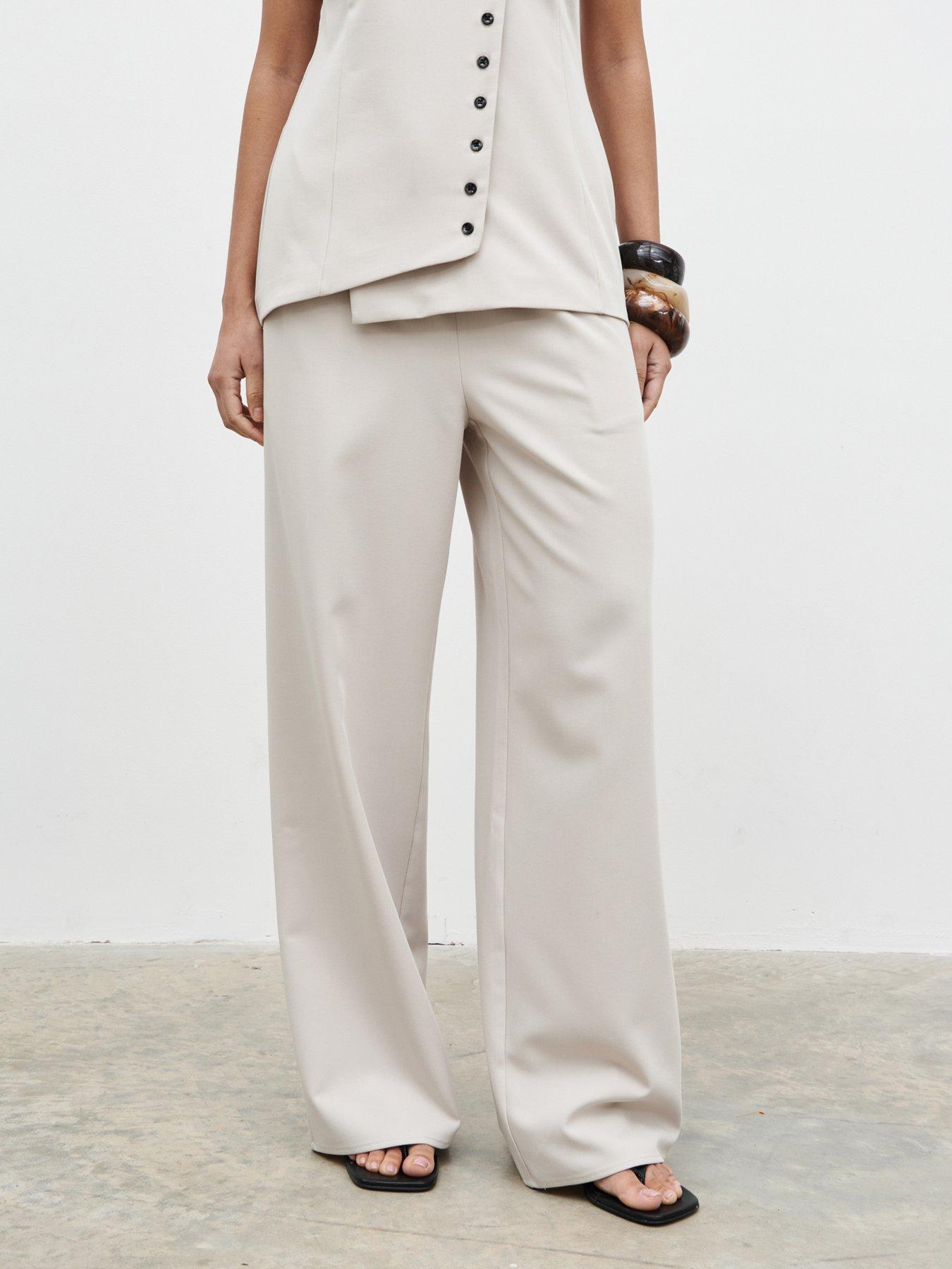 Pretty Lavish Brylee Tailored Drawstring Co-ord Trousers - Stone