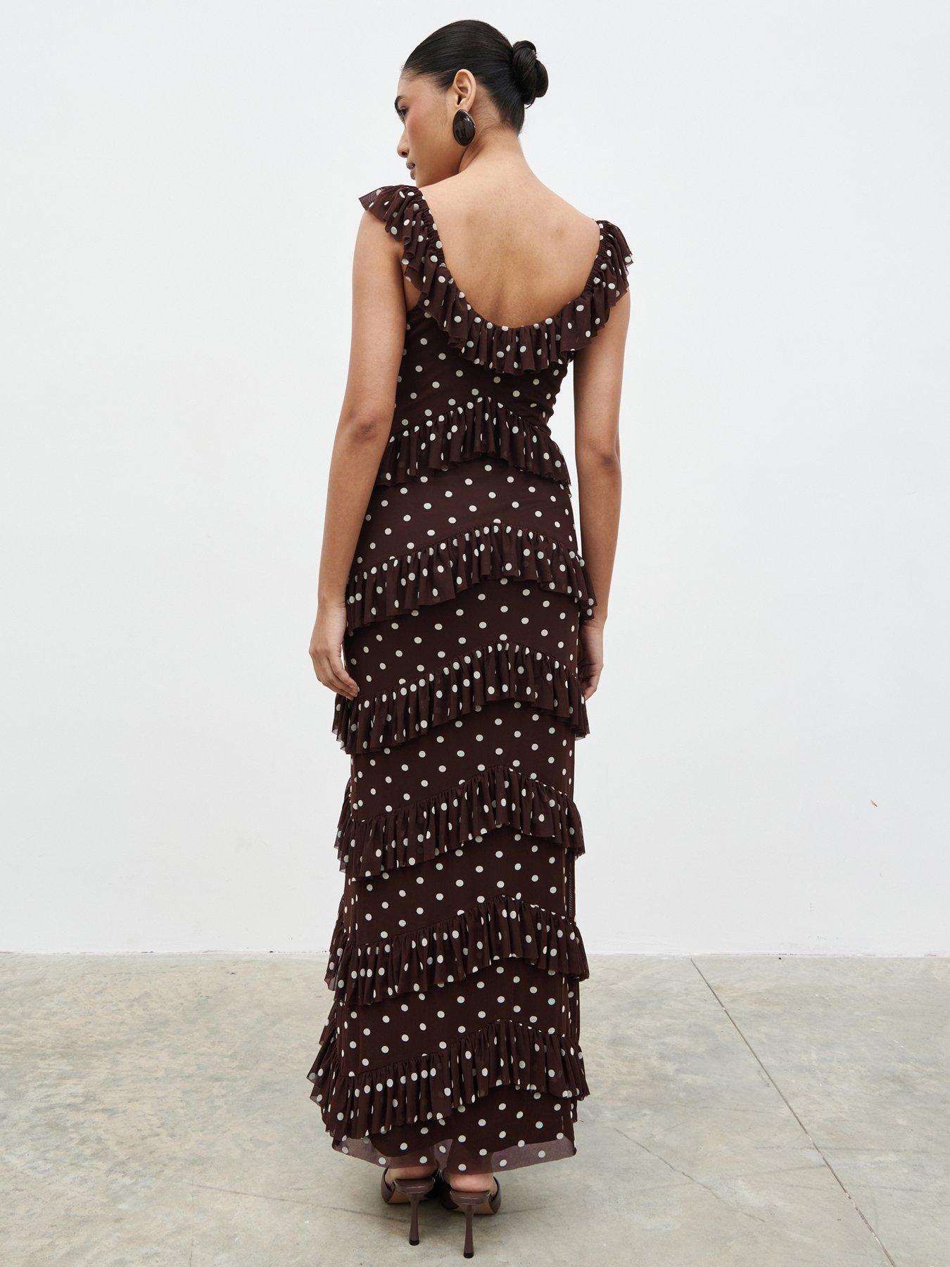 Image 2 of 5 of Pretty Lavish Cecile Ruffle Mesh Maxi Dress