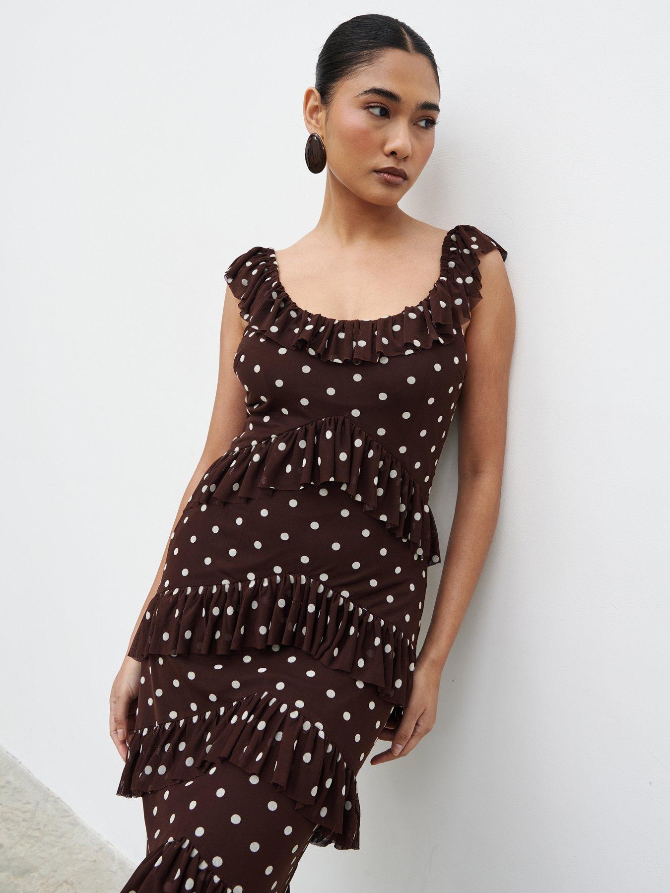 Image 3 of 5 of Pretty Lavish Cecile Ruffle Mesh Maxi Dress