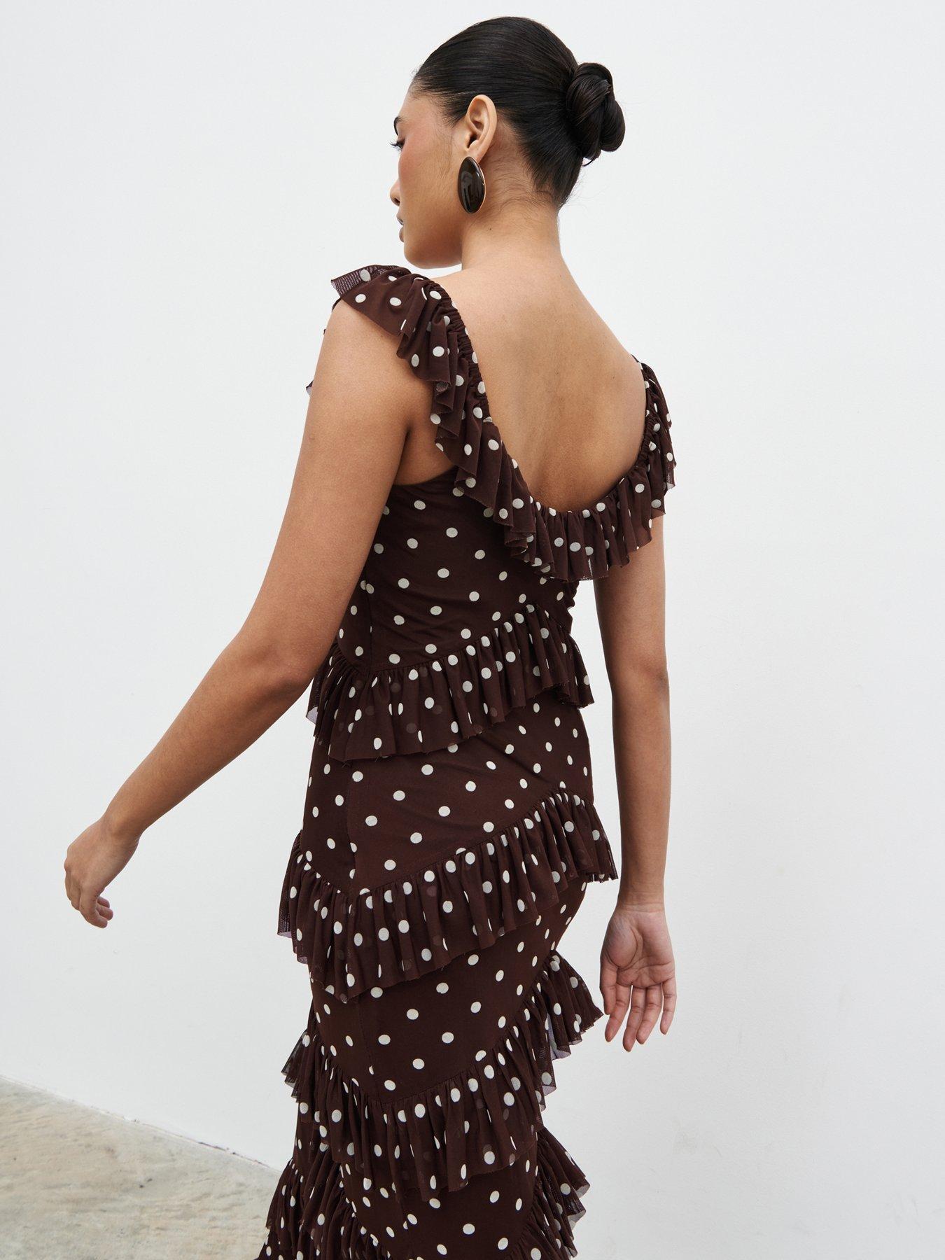 Image 4 of 5 of Pretty Lavish Cecile Ruffle Mesh Maxi Dress