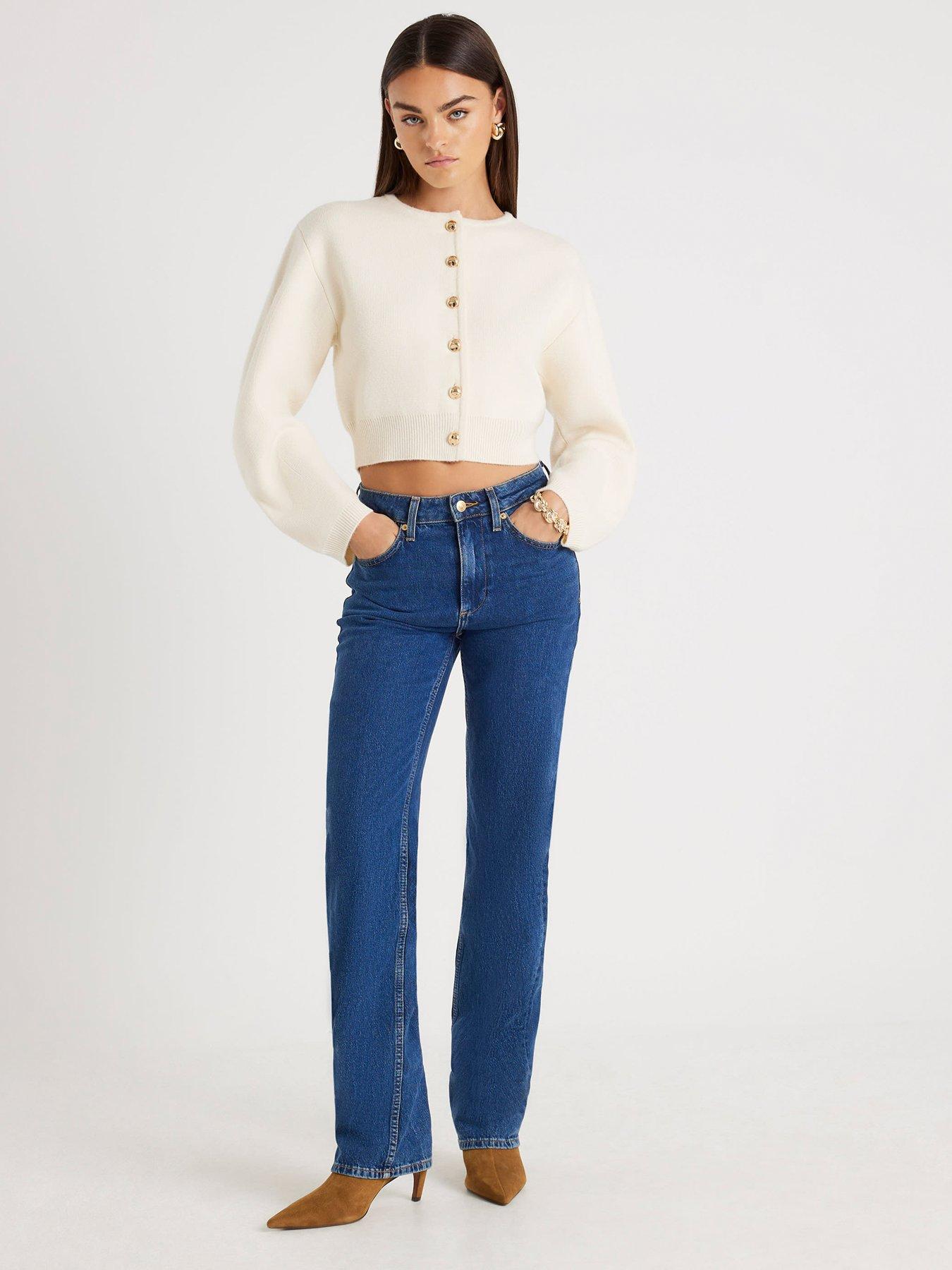 Image 3 of 4 of River Island Structured Sleeve Cardigan - Cream