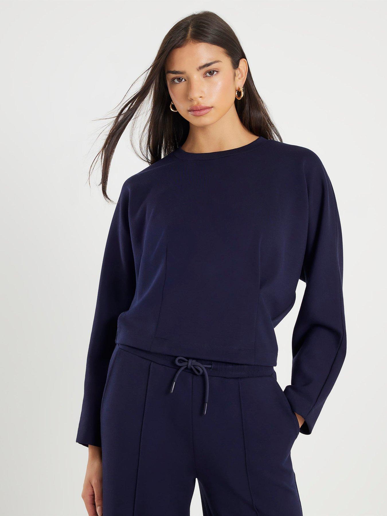 River Island Long Sleeve Neo Batwing Sweatshirt - Blue