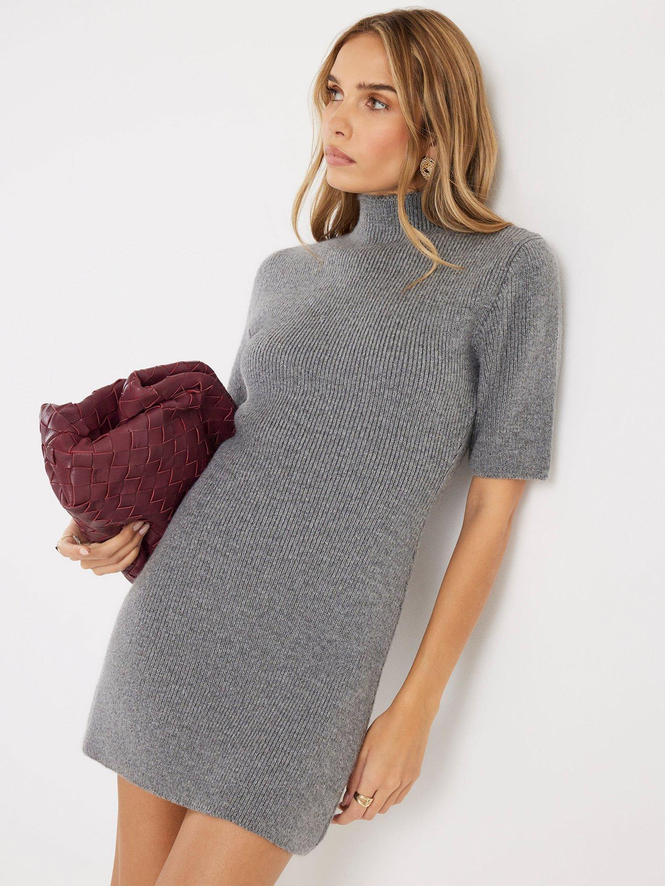 River Island Short High Neck Cosy Mini Dress - Grey | Very