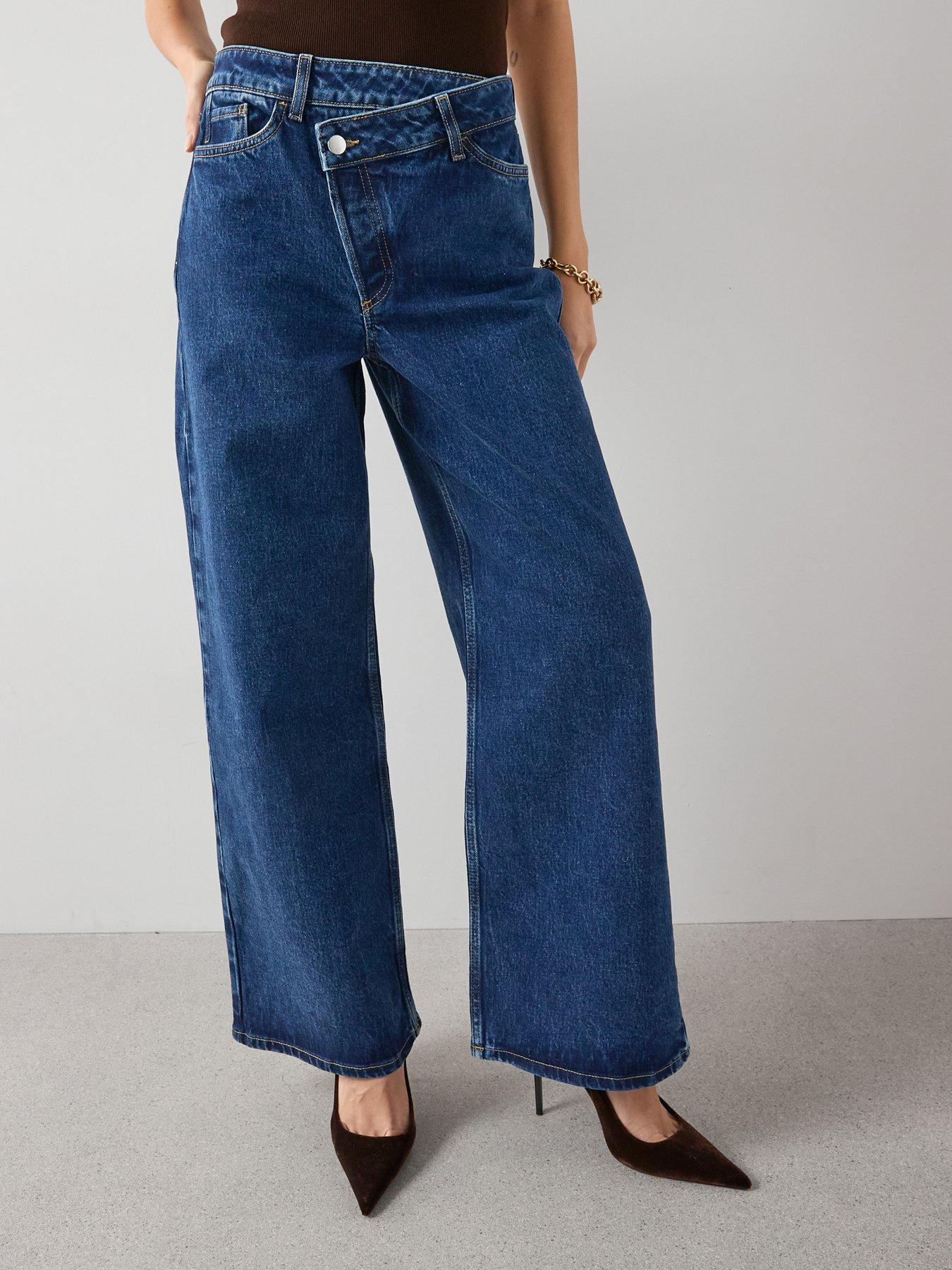 The Very Collection Wrap Front Wide Leg Jeans - Dark Wash