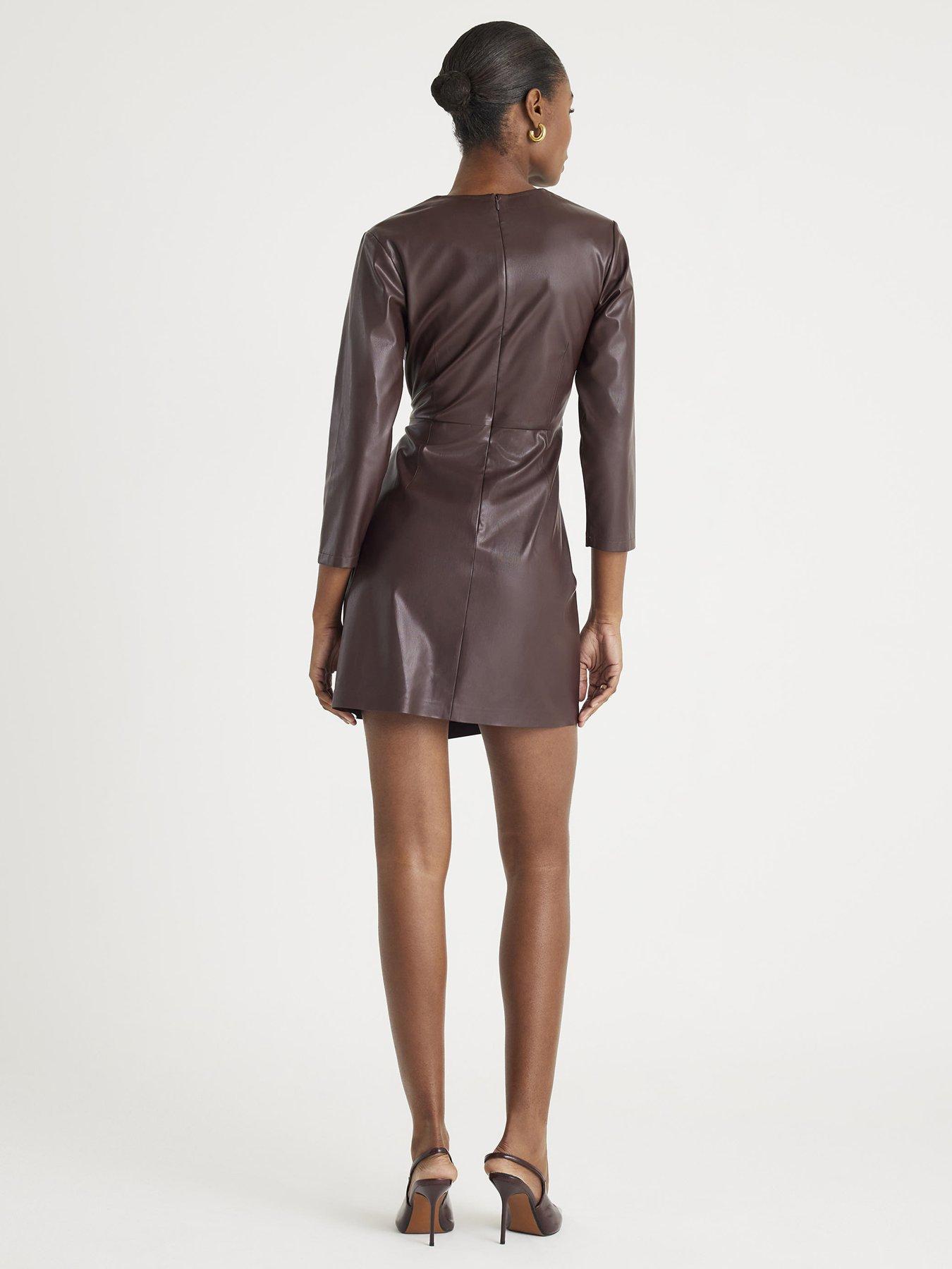 River Island Faux Leather Trim Wrap Dress - Red | Very
