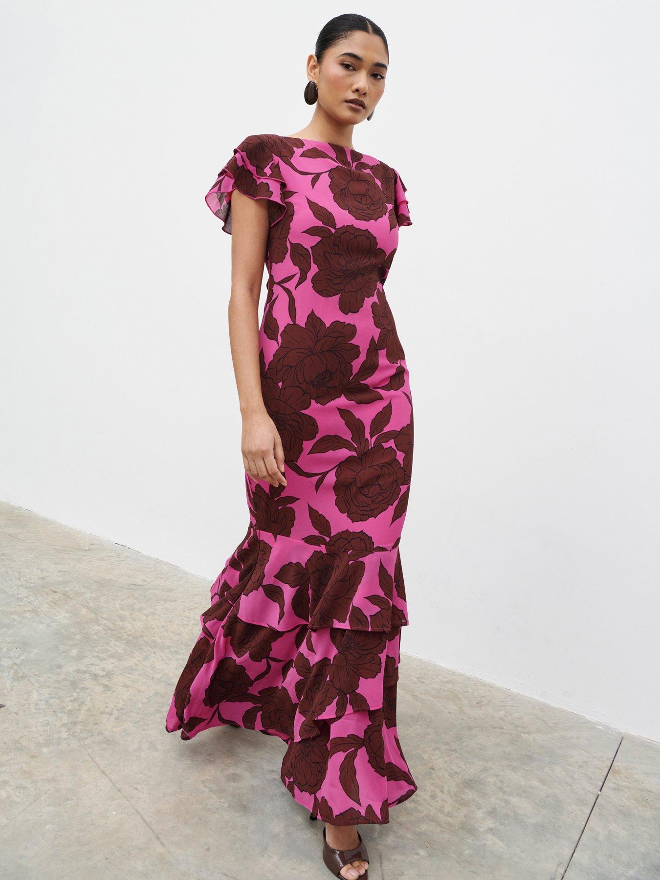 Pretty Lavish Ester Ruffle Maxi Dress - Multi
