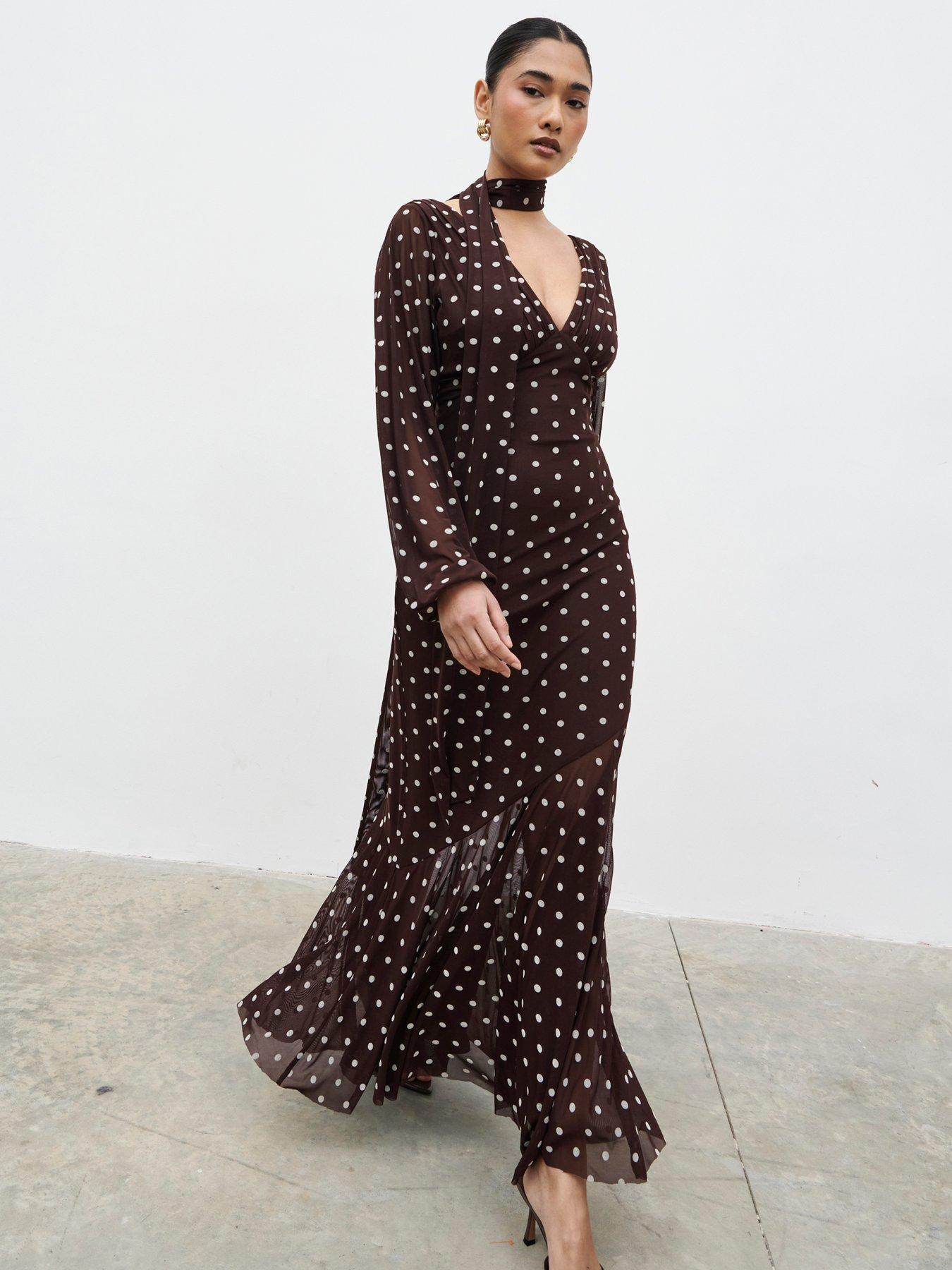 Image 1 of 5 of Pretty Lavish Petula Scarf Mesh Maxi Dress - Multi