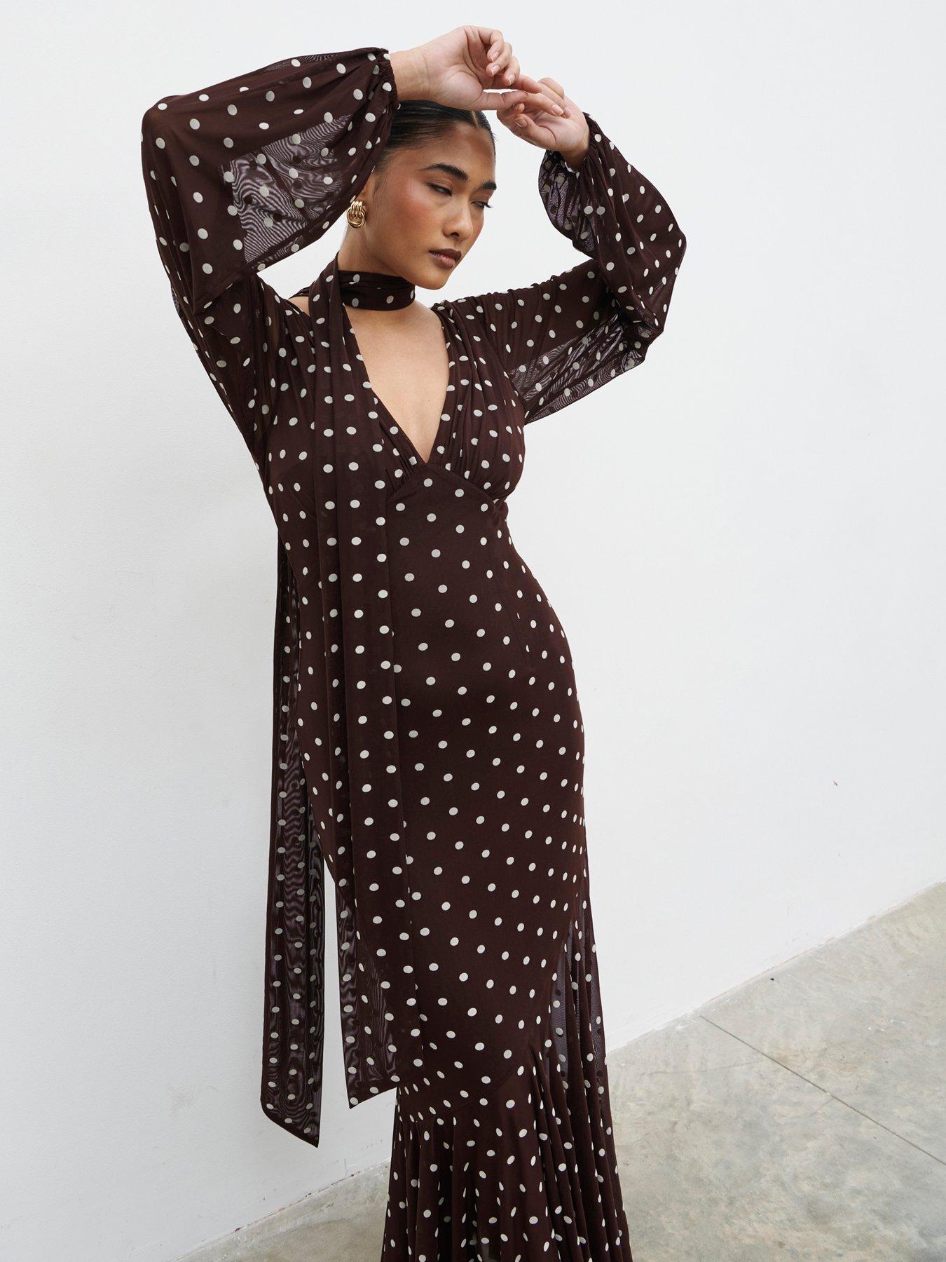 Image 4 of 5 of Pretty Lavish Petula Scarf Mesh Maxi Dress - Multi
