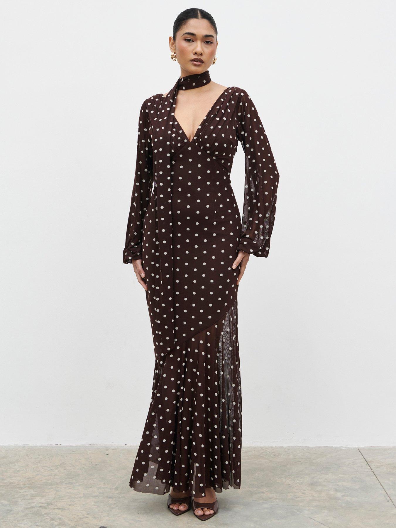 Image 5 of 5 of Pretty Lavish Petula Scarf Mesh Maxi Dress - Multi