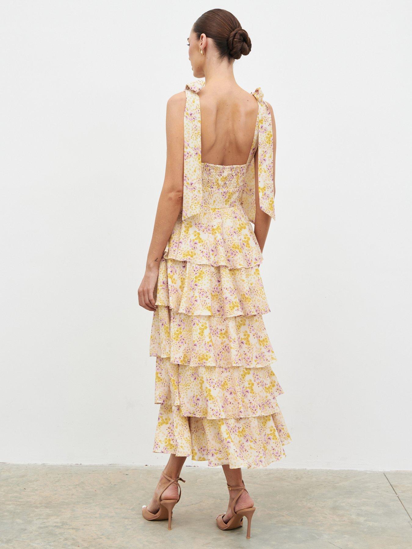 Pretty Lavish Fiore Tie Ruffle Midaxi Dress - Ditsy Floral | Very