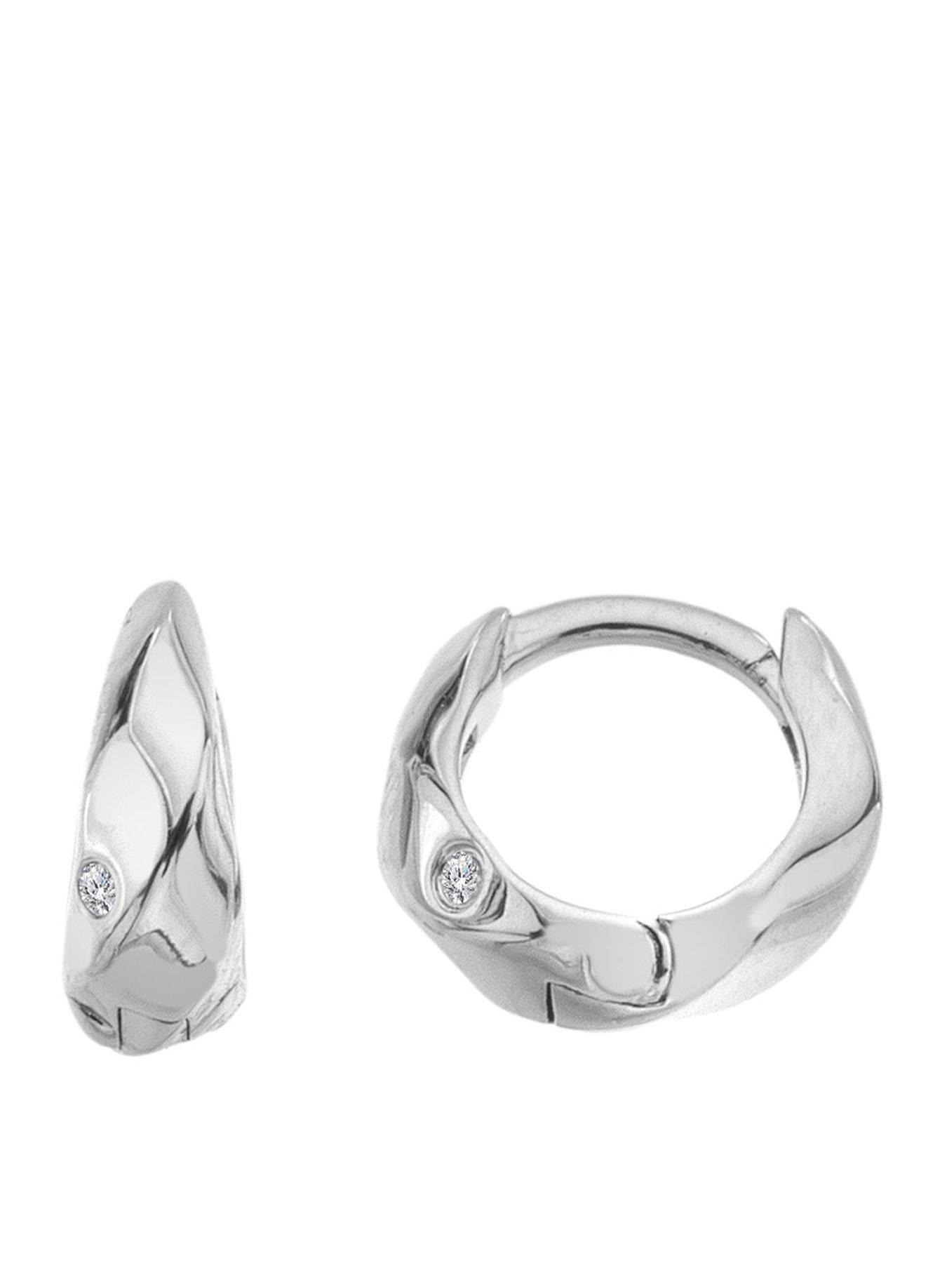 Hot Diamonds Ridge Huggie Earrings, One Colour, Women