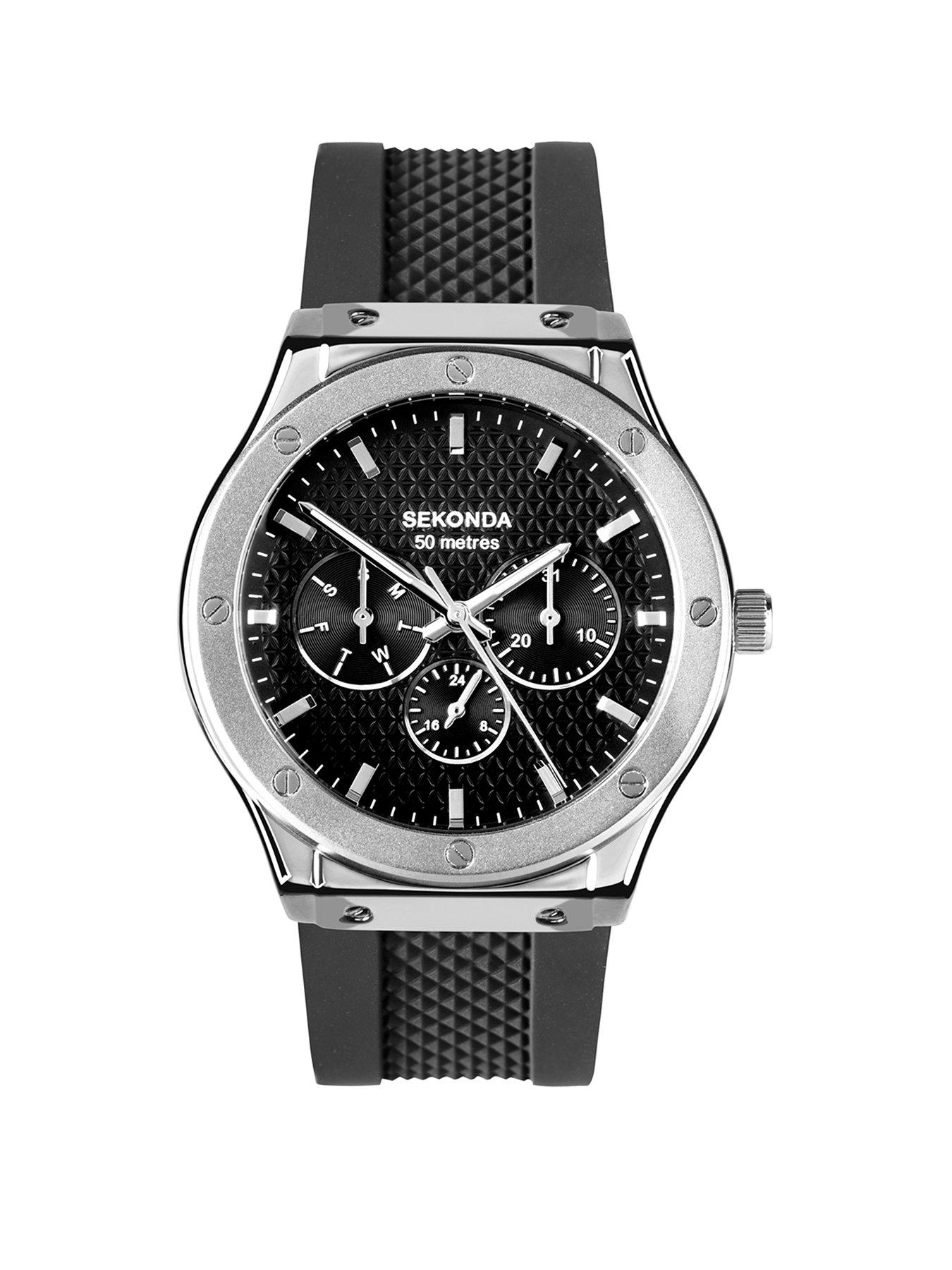Sekonda Mens Titan Black Silicone Strap with Black Dial Analogue Watch