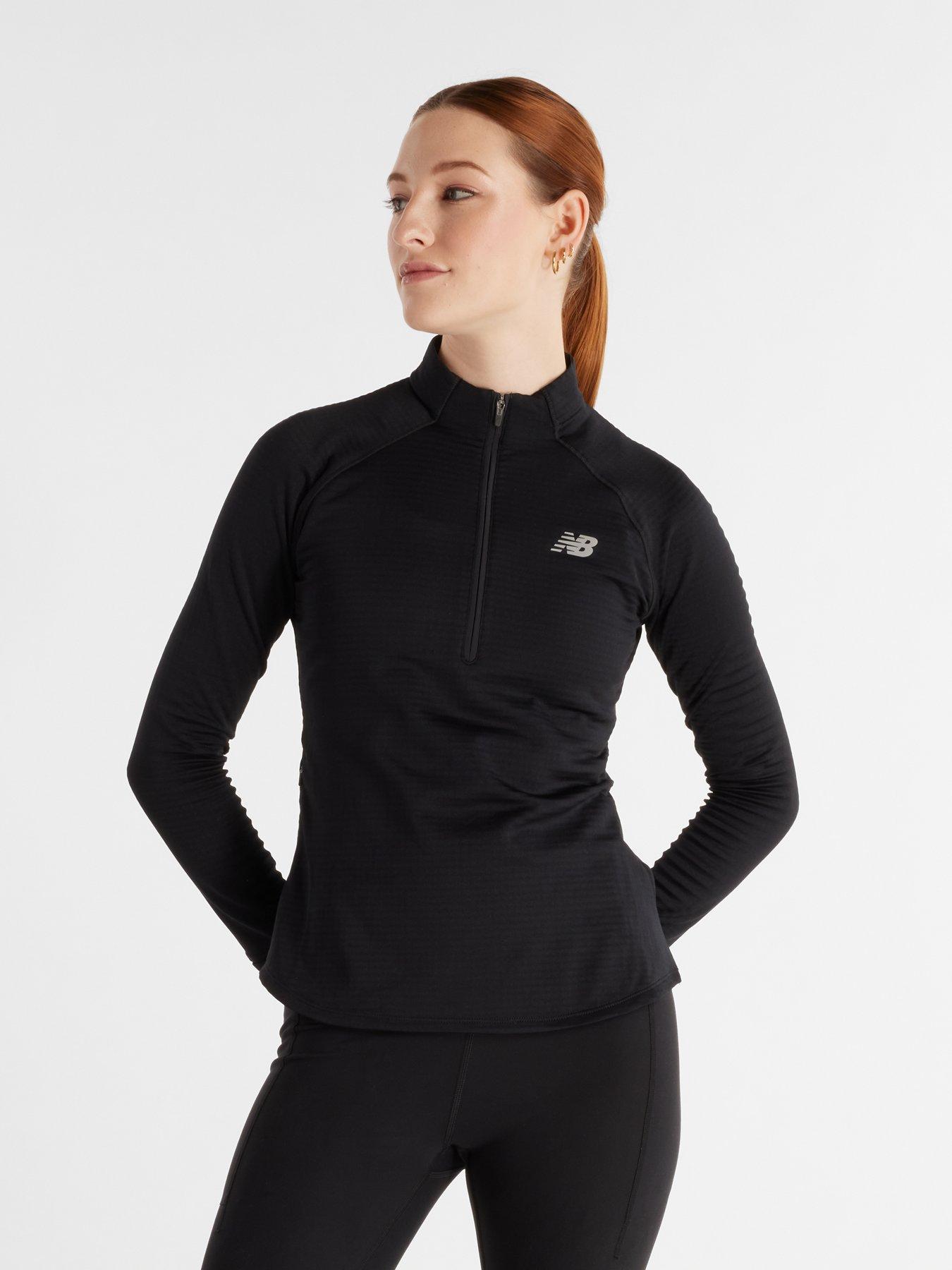 New Balance Womens Running Athletics Heat Grid 1/2 Zip - Black