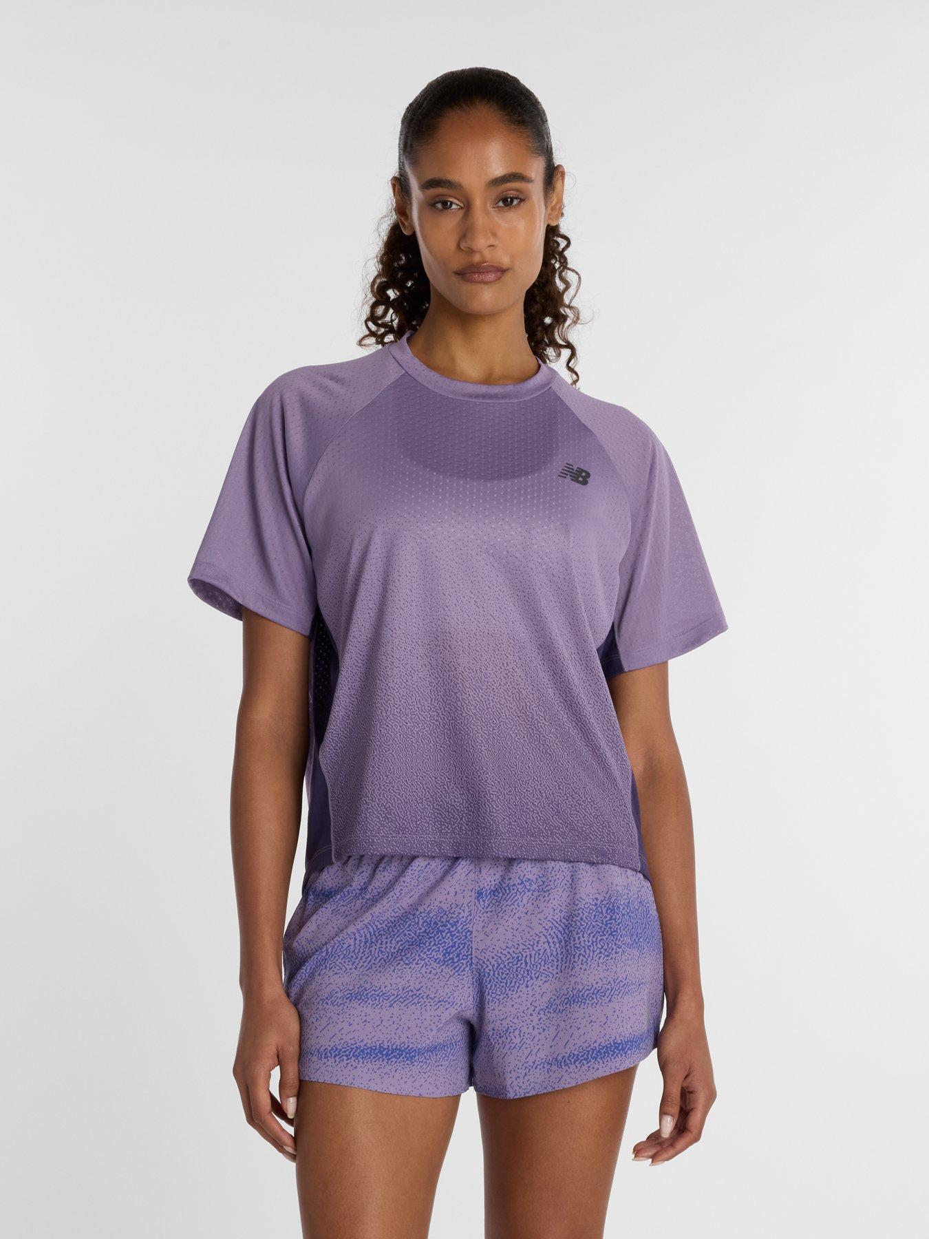 New Balance Womens Running Viz-Tech T-Shirt, Purple, Size Xs, Women
