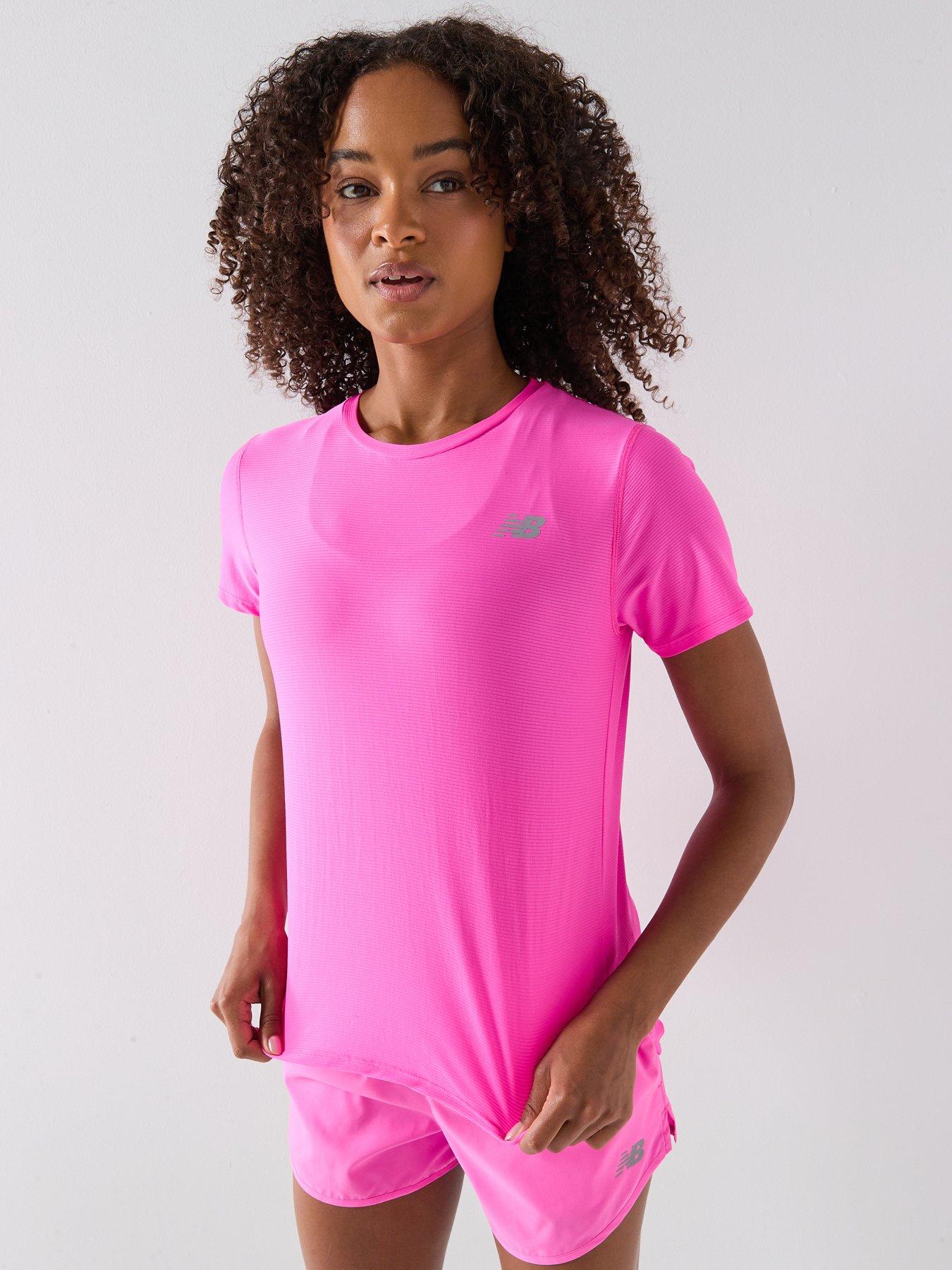 New Balance Womens Running Sport Essentials T-Shirt, Pink, Size L, Women