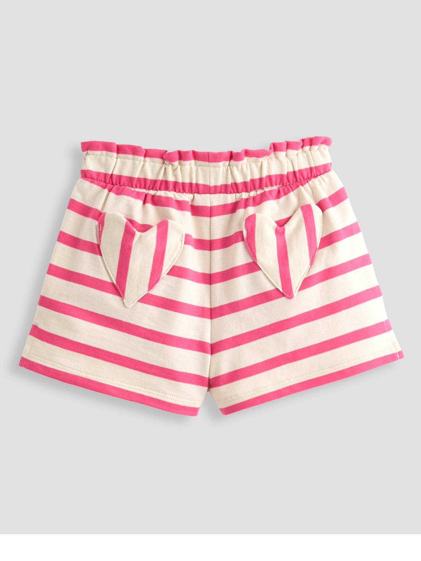 Image 2 of 5 of The Very Collection Girls Striped Pocket Heart Shorts - Pink