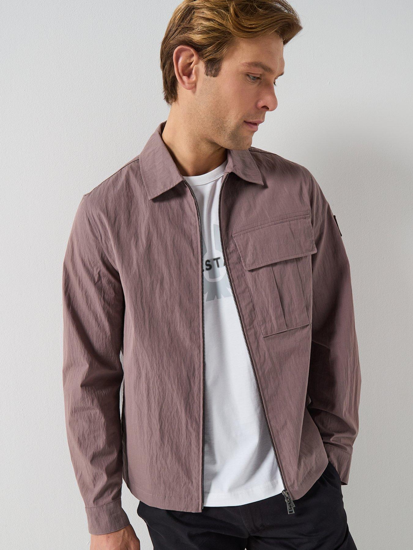 Belstaff Cargo Cotton Zip Overshirt, Brown, Size M, Men