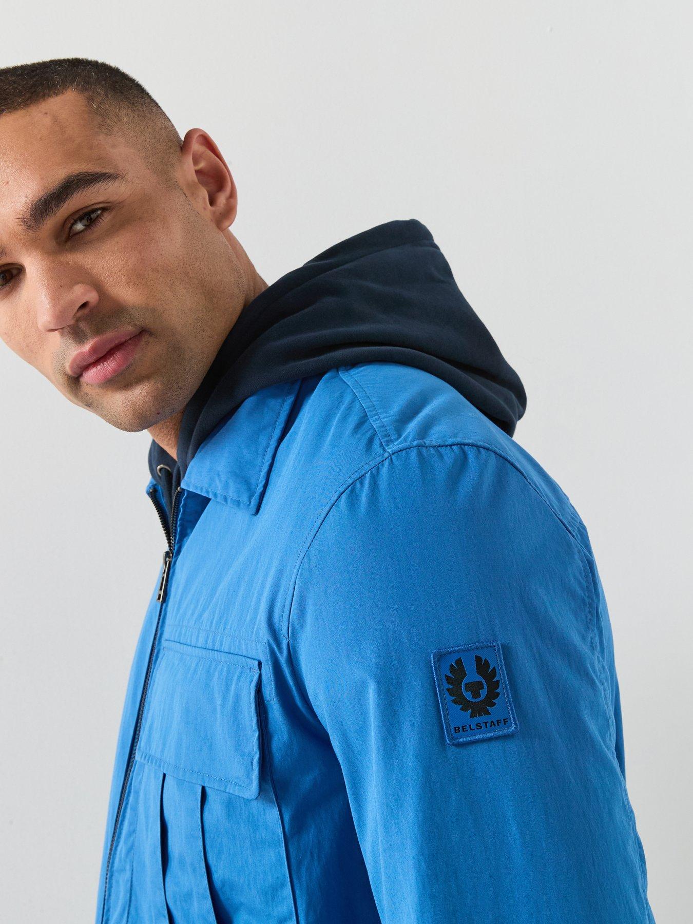 Image 4 of 6 of Belstaff Cargo Cotton Zip Overshirt - Blue