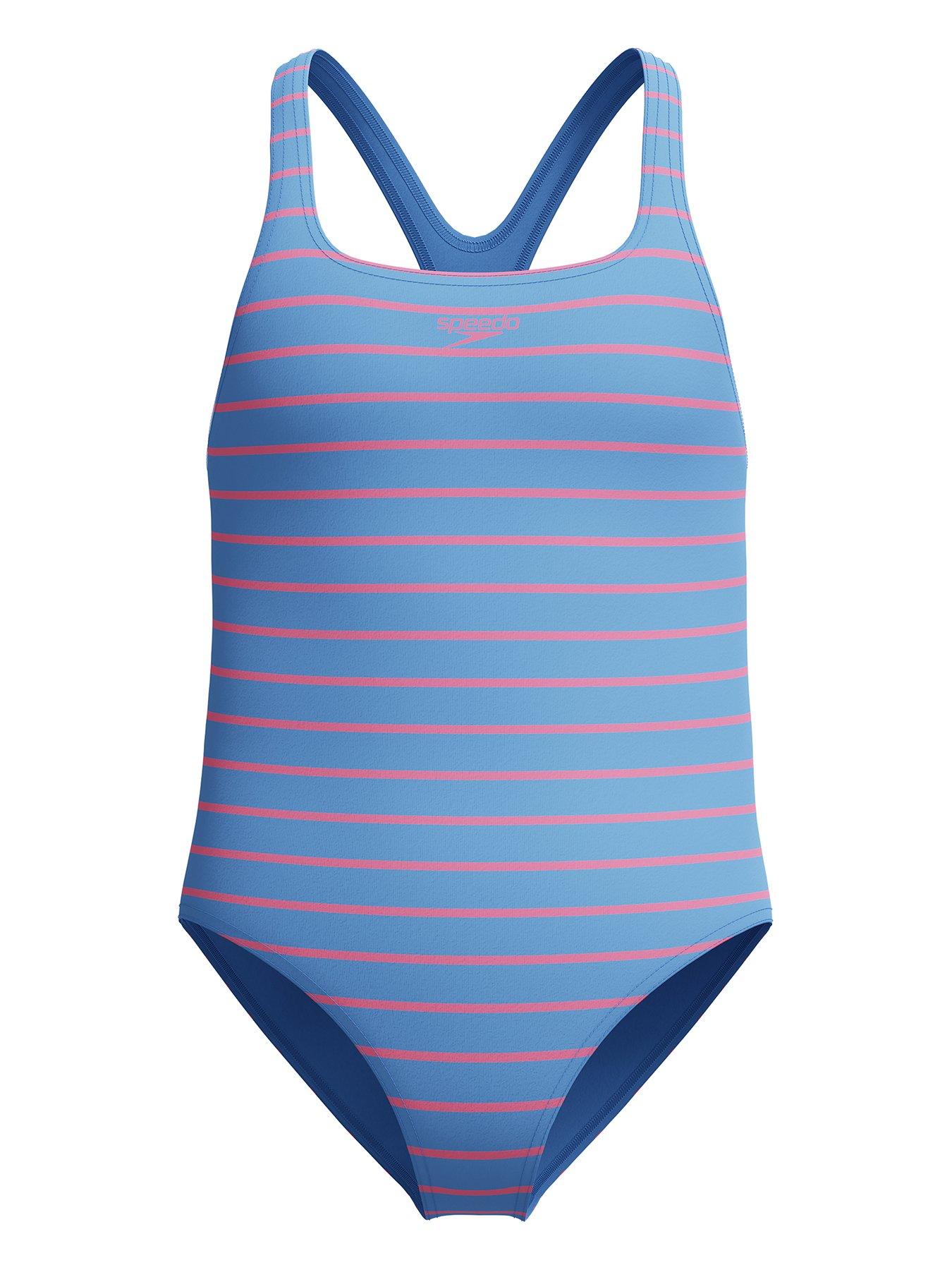 Speedo Girls Print Medalist One Piece - Blue